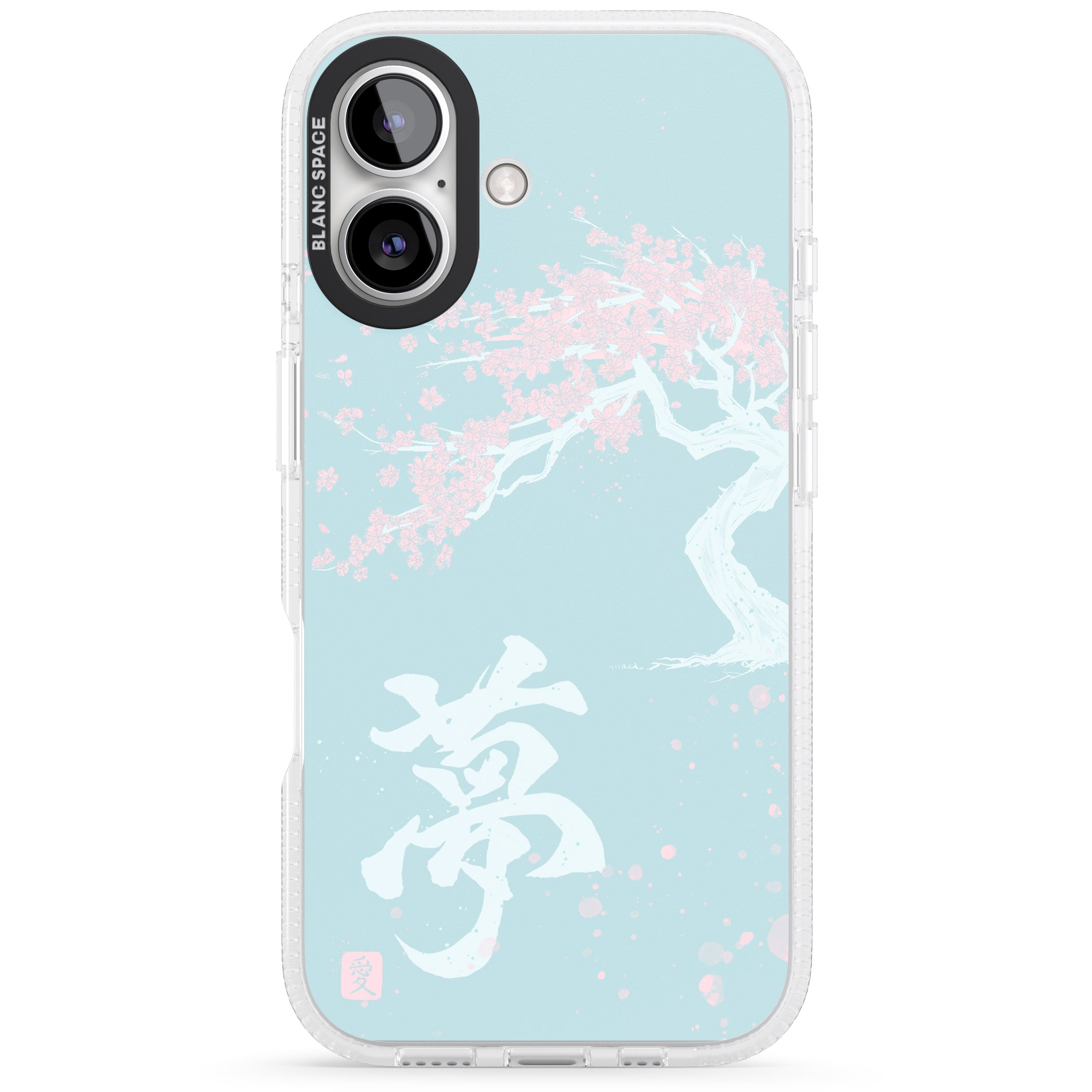 Dreams & Cherry Blossom iPhone 16 / 16 Plus Clear Case Impact Air - Blanc Space