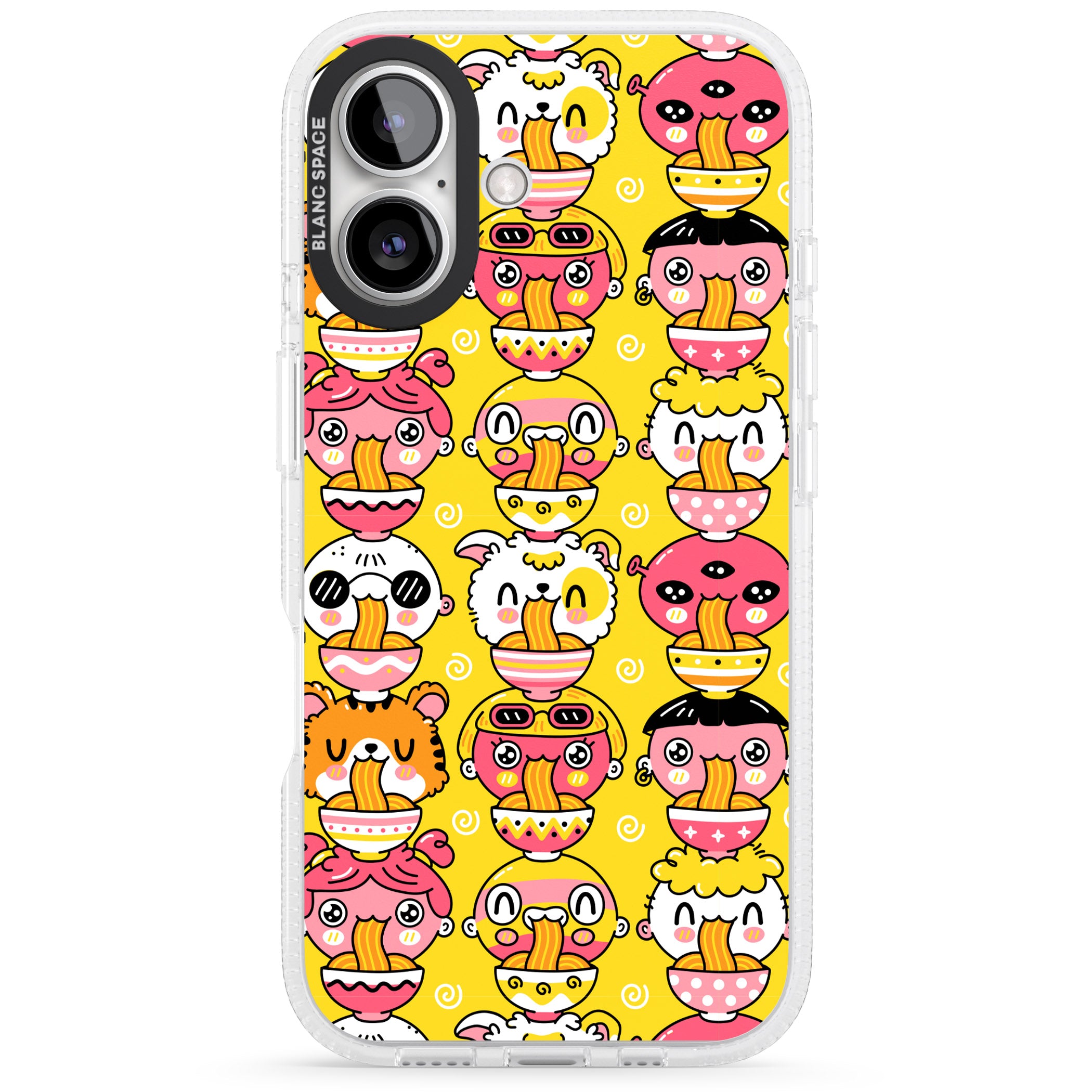 Ramen Noodle Kawaii Pattern iPhone 16 / 16 Plus Clear Case Impact Air - Blanc Space