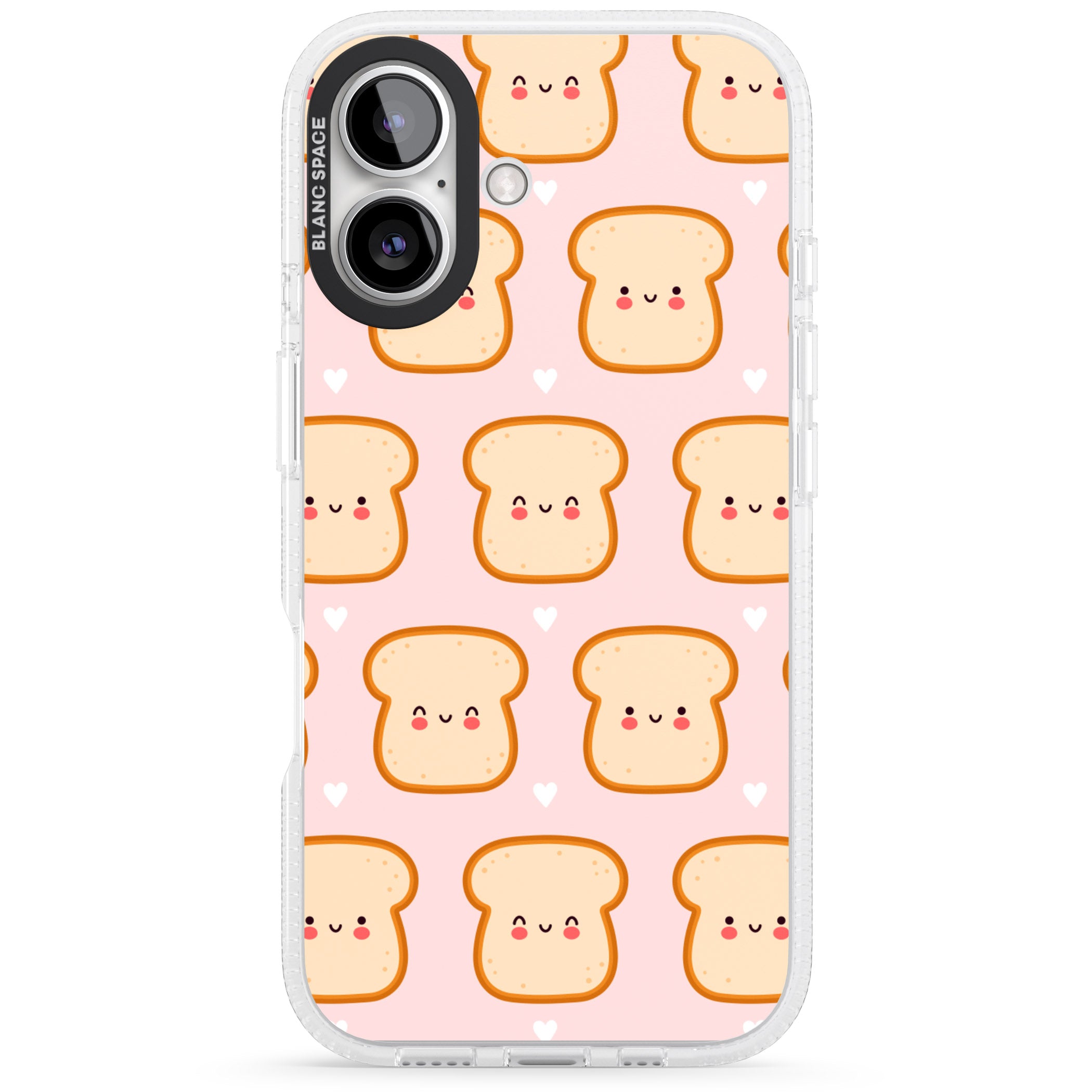Bread Faces Kawaii Pattern iPhone 16 / 16 Plus Clear Case Impact Air - Blanc Space