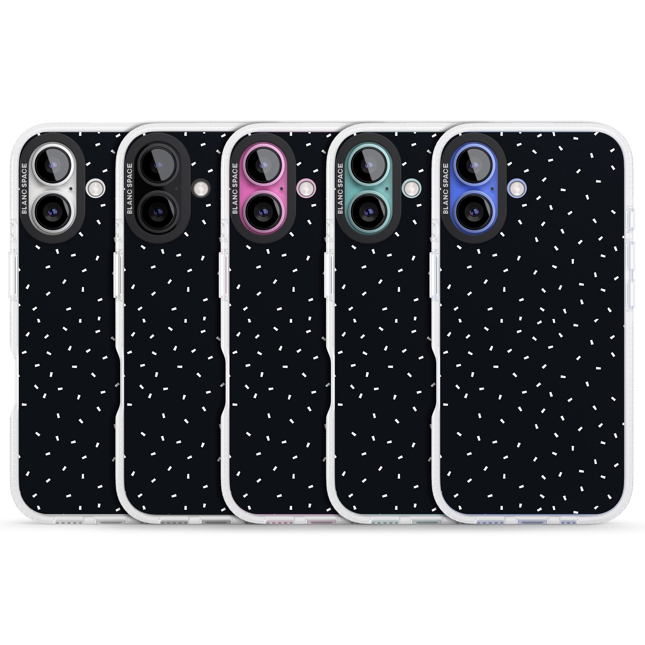Confetti (Black) iPhone 16 / 16 Plus Clear Case Impact Air - Blanc Space