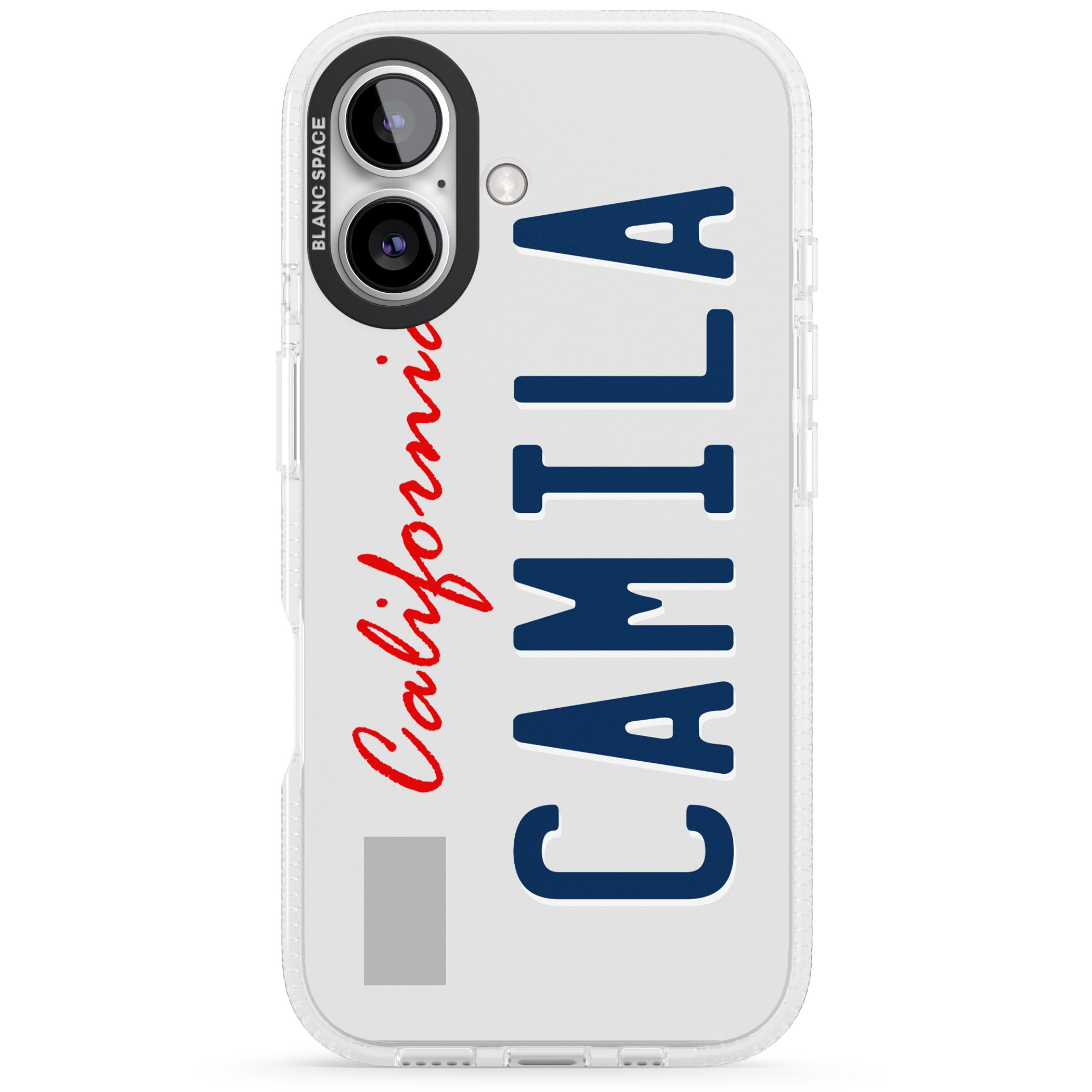 California License Plate iPhone 16 / 16 Plus Clear Case Impact Air - Blanc Space