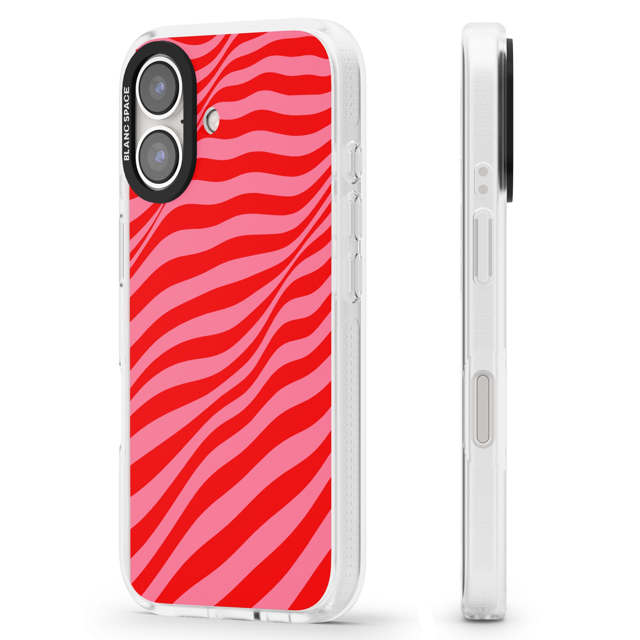 Pink & Red Distorted Line iPhone 16 / 16 Plus Clear Case Impact Air - Blanc Space