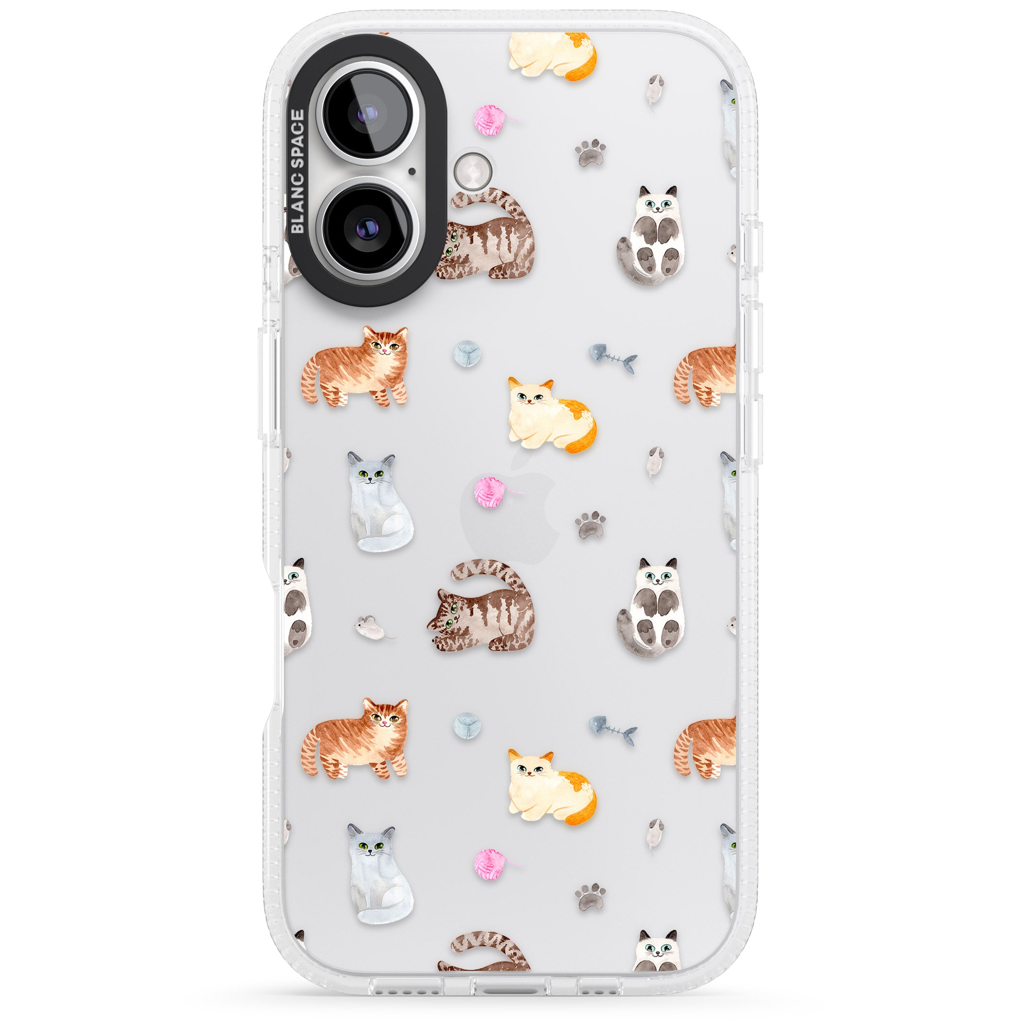 Cats with Toys - Clear iPhone 16 / 16 Plus Clear Case Impact Air - Blanc Space