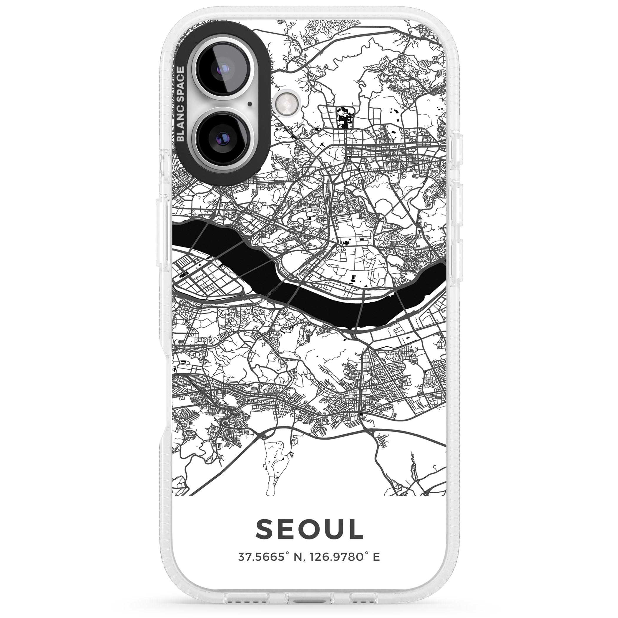 Map of Seoul, South Korea iPhone 16 / 16 Plus Clear Case Impact Air - Blanc Space