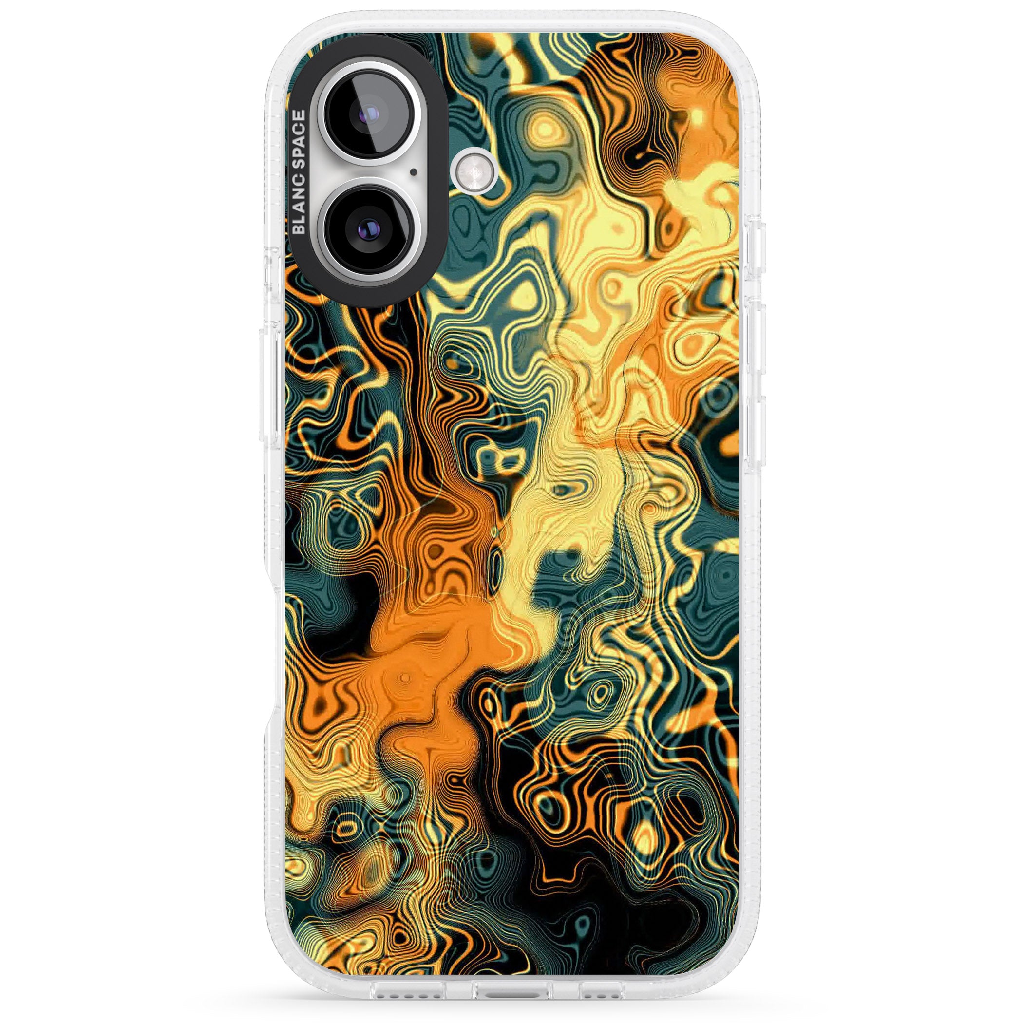 Gold Green Marble iPhone 16 / 16 Plus Clear Case Impact Air - Blanc Space