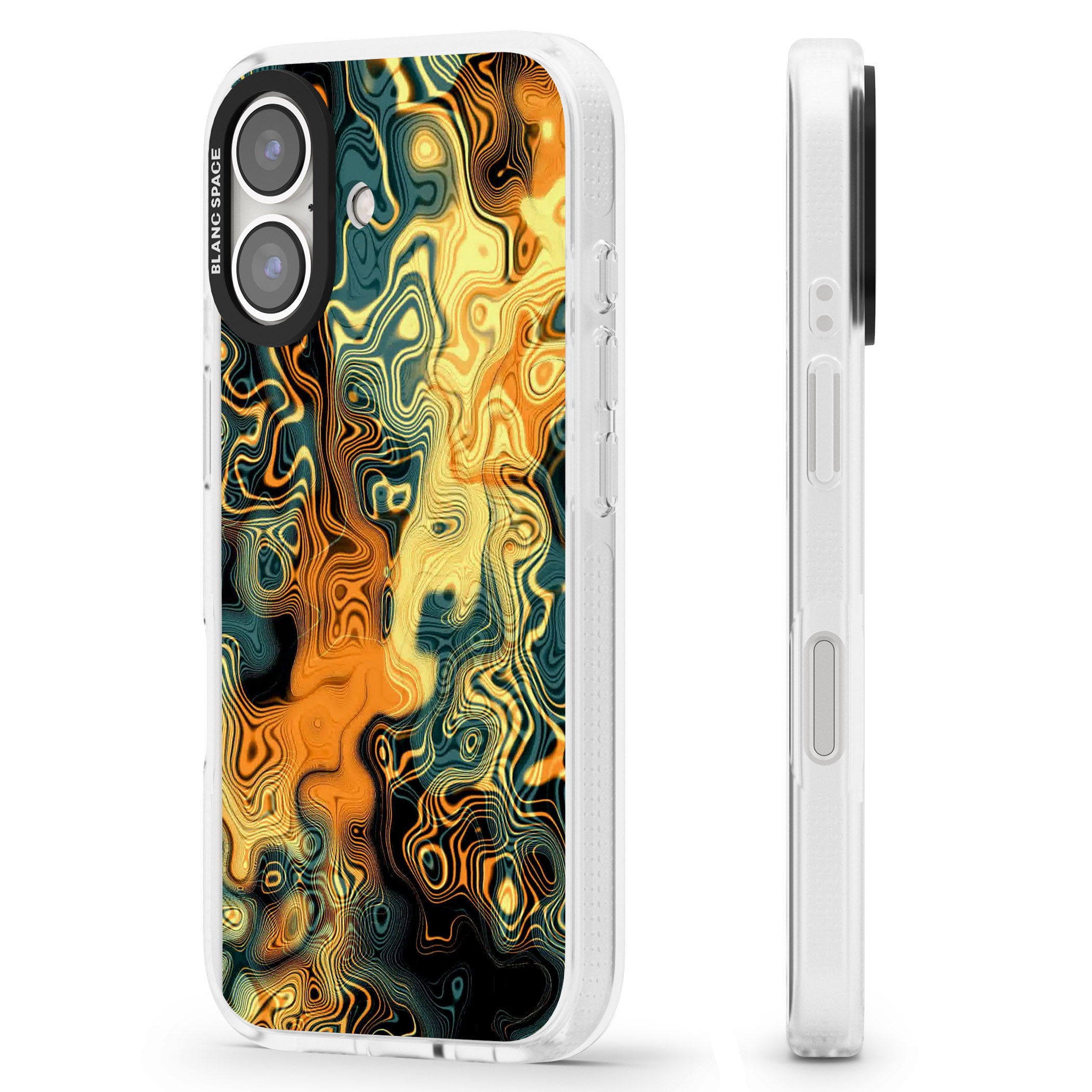 Gold Green Marble iPhone 16 / 16 Plus Clear Case Impact Air - Blanc Space