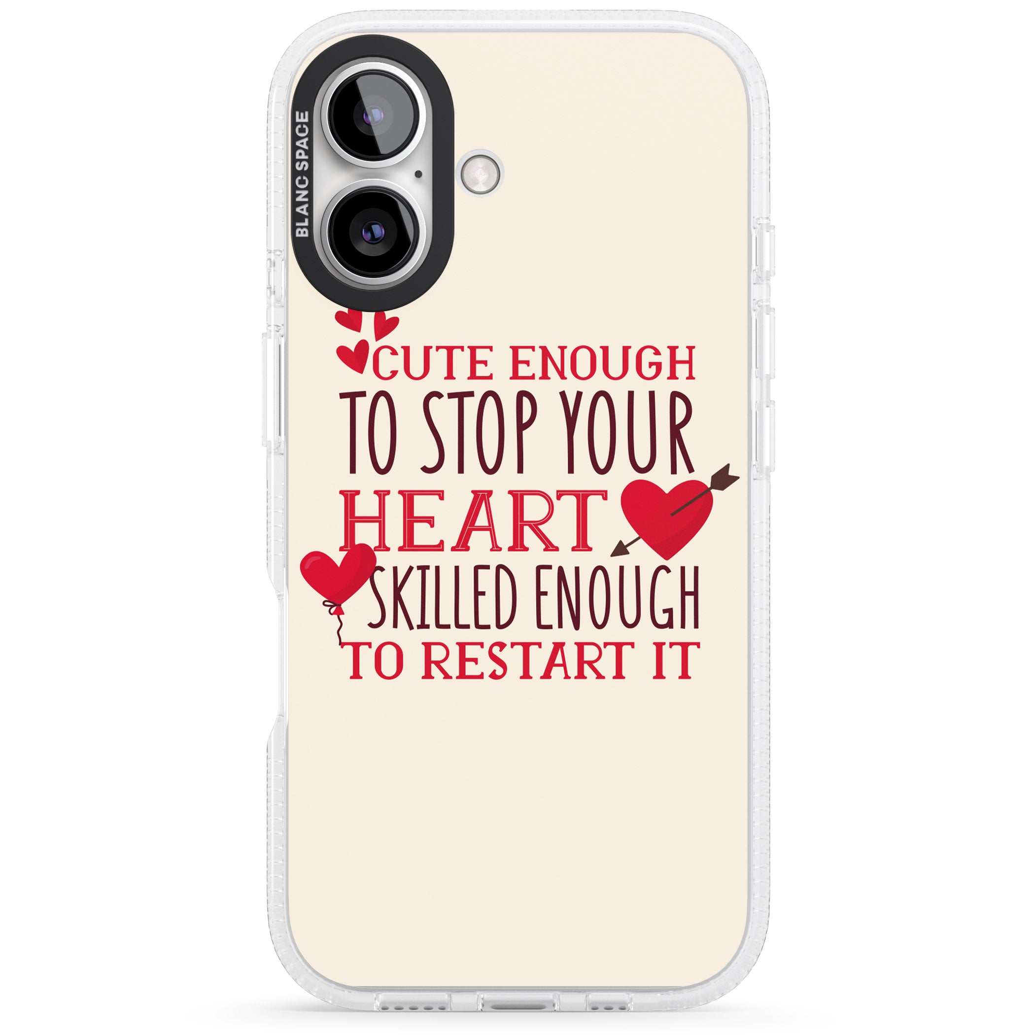 Medical Design Cute Enough to Stop Your Heart iPhone 16 / 16 Plus Clear Case Impact Air - Blanc Space