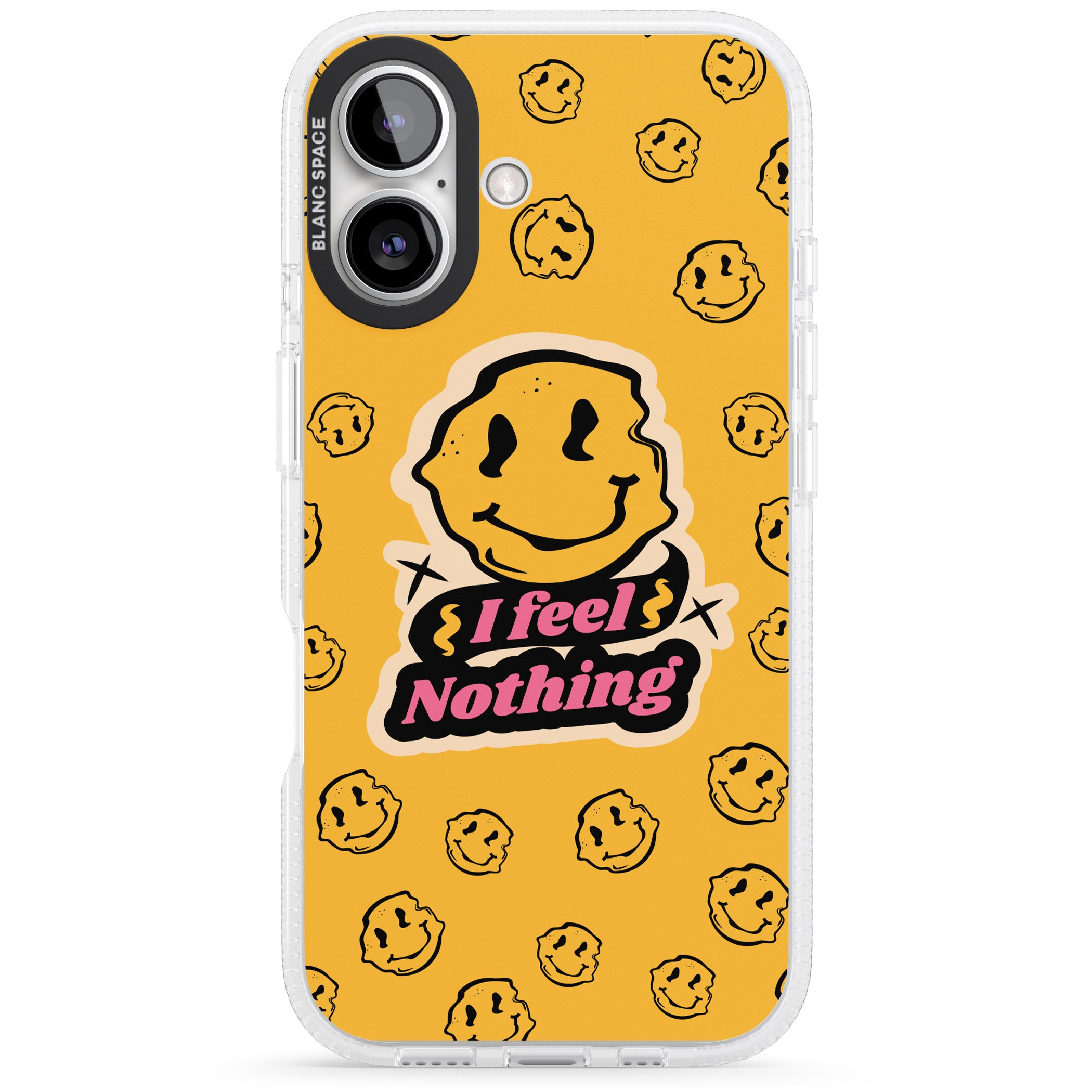 I feel nothing iPhone 16 / 16 Plus Clear Case Impact Air - Blanc Space