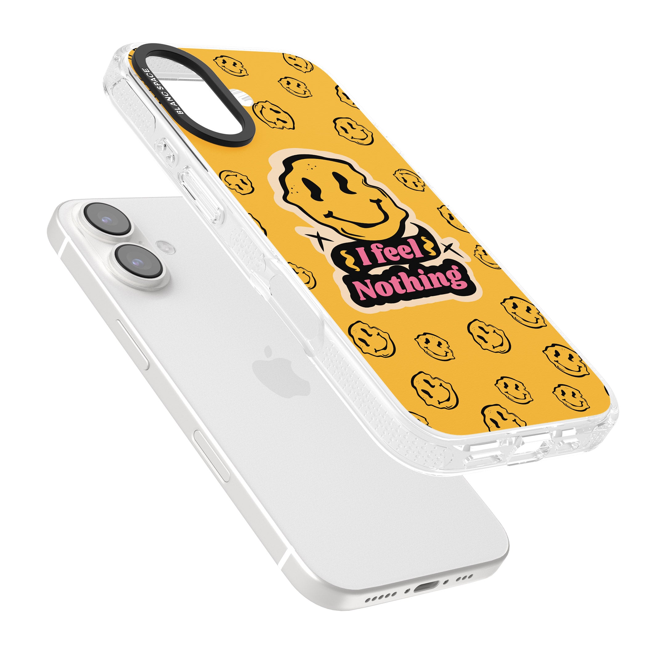 I feel nothing iPhone 16 / 16 Plus Clear Case Impact Air - Blanc Space