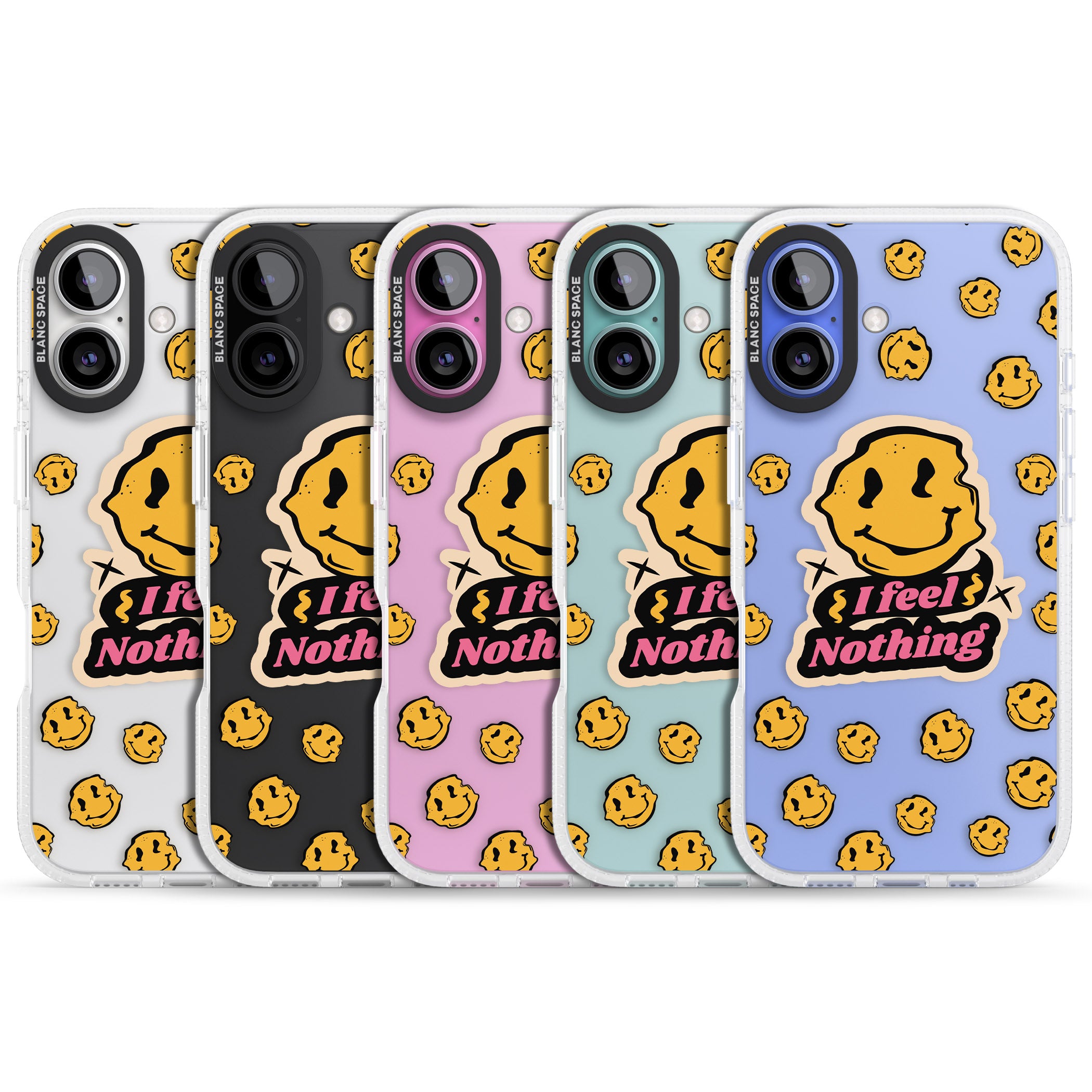 I feel nothing (Clear) iPhone 16 / 16 Plus Clear Case Impact Air - Blanc Space