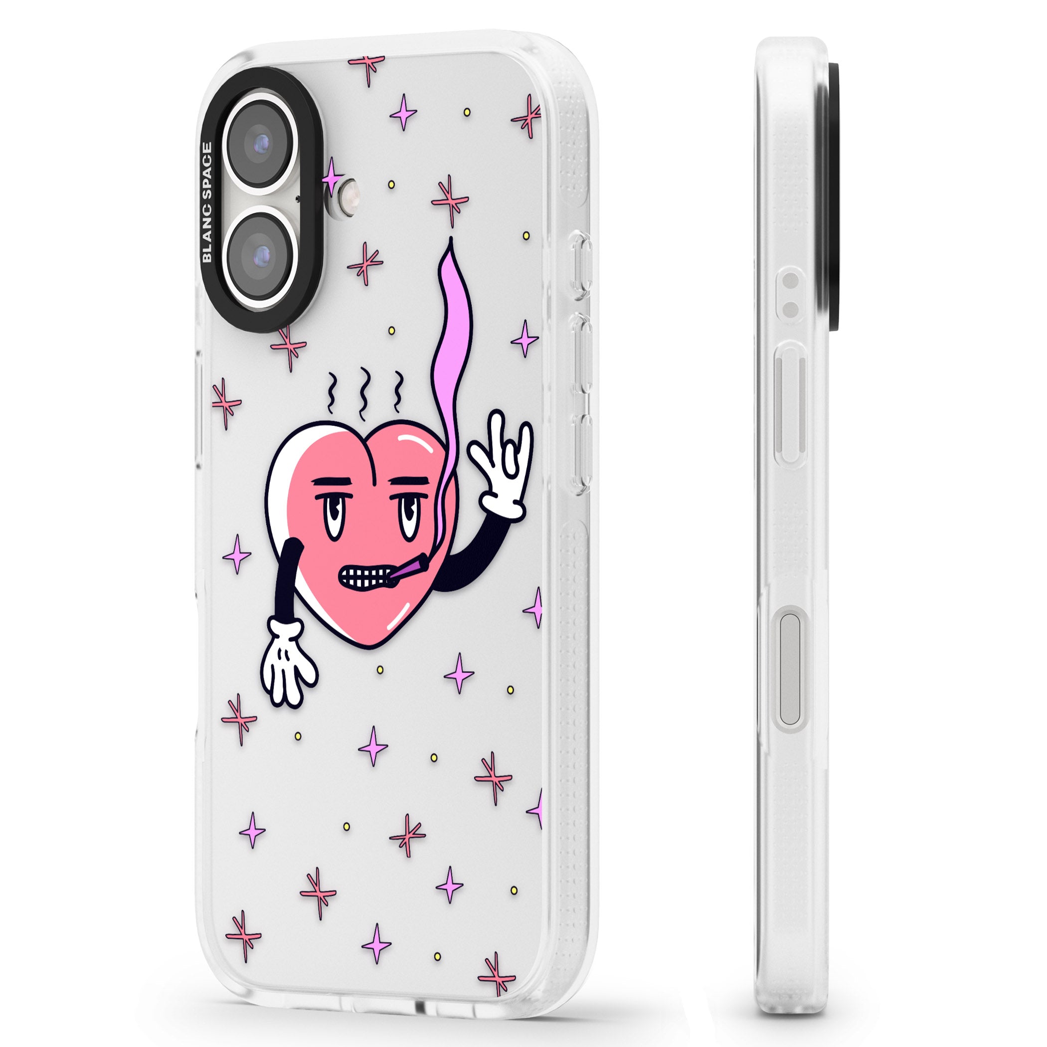 Rock n Roll Heart (Clear) iPhone 16 / 16 Plus Clear Case Impact Air - Blanc Space