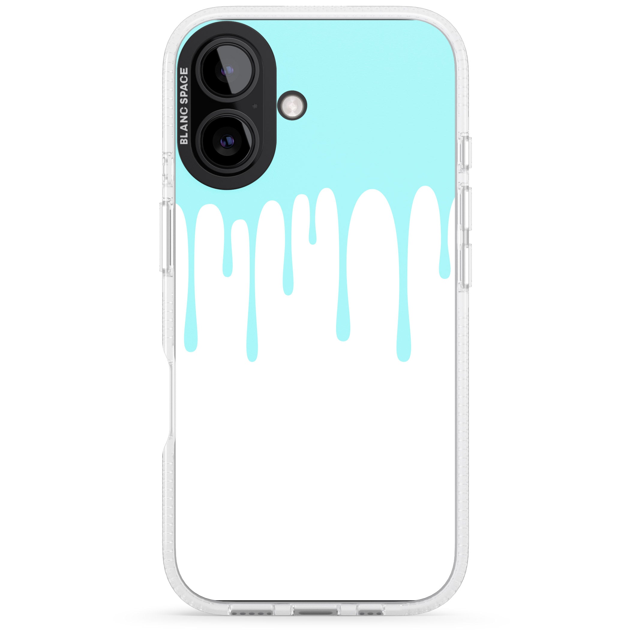 Melted Effect: Teal & White iPhone 16 / 16 Plus Clear Case Impact Air - Blanc Space
