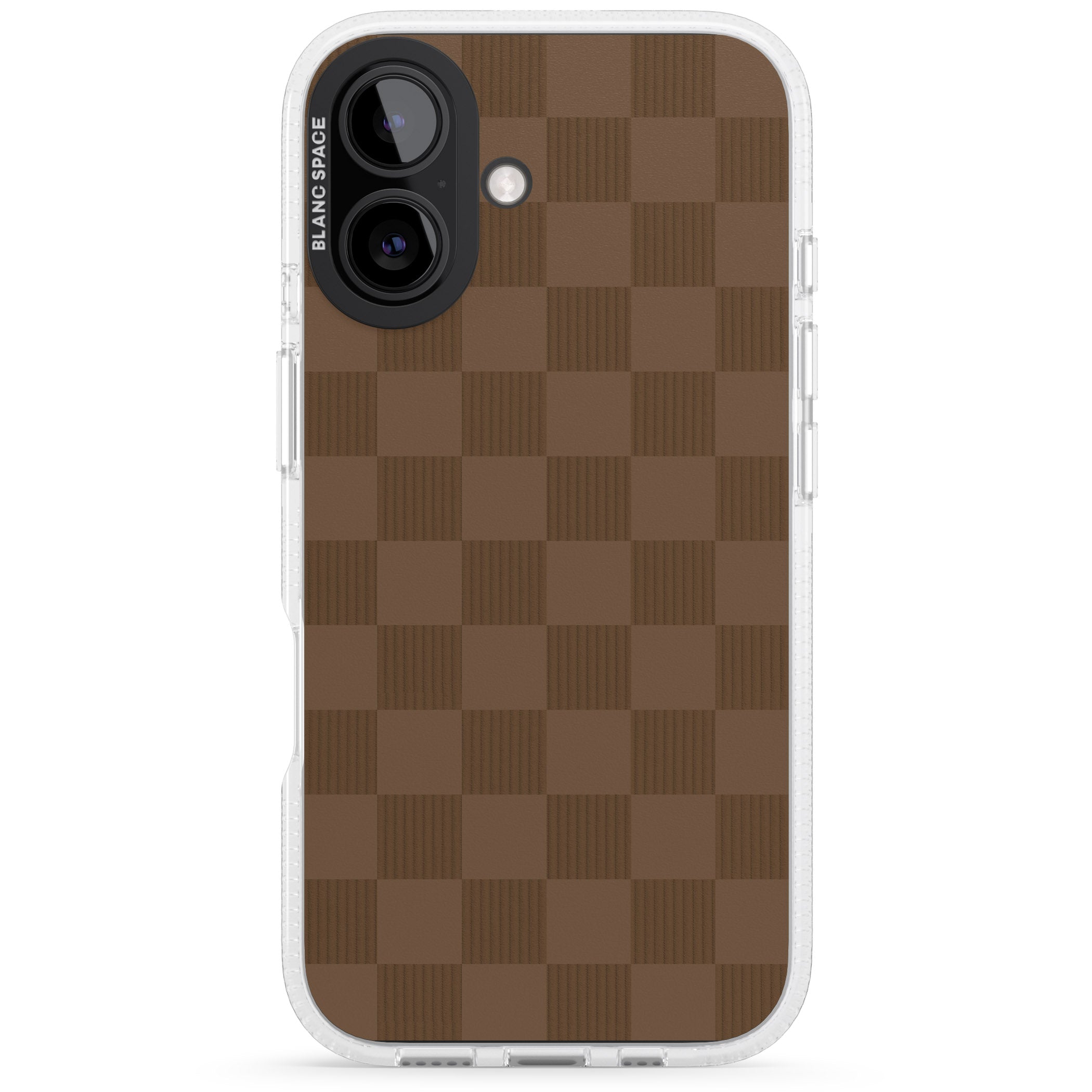 CHOCOLATE CHECKERED iPhone 16 / 16 Plus Clear Case Impact Air - Blanc Space