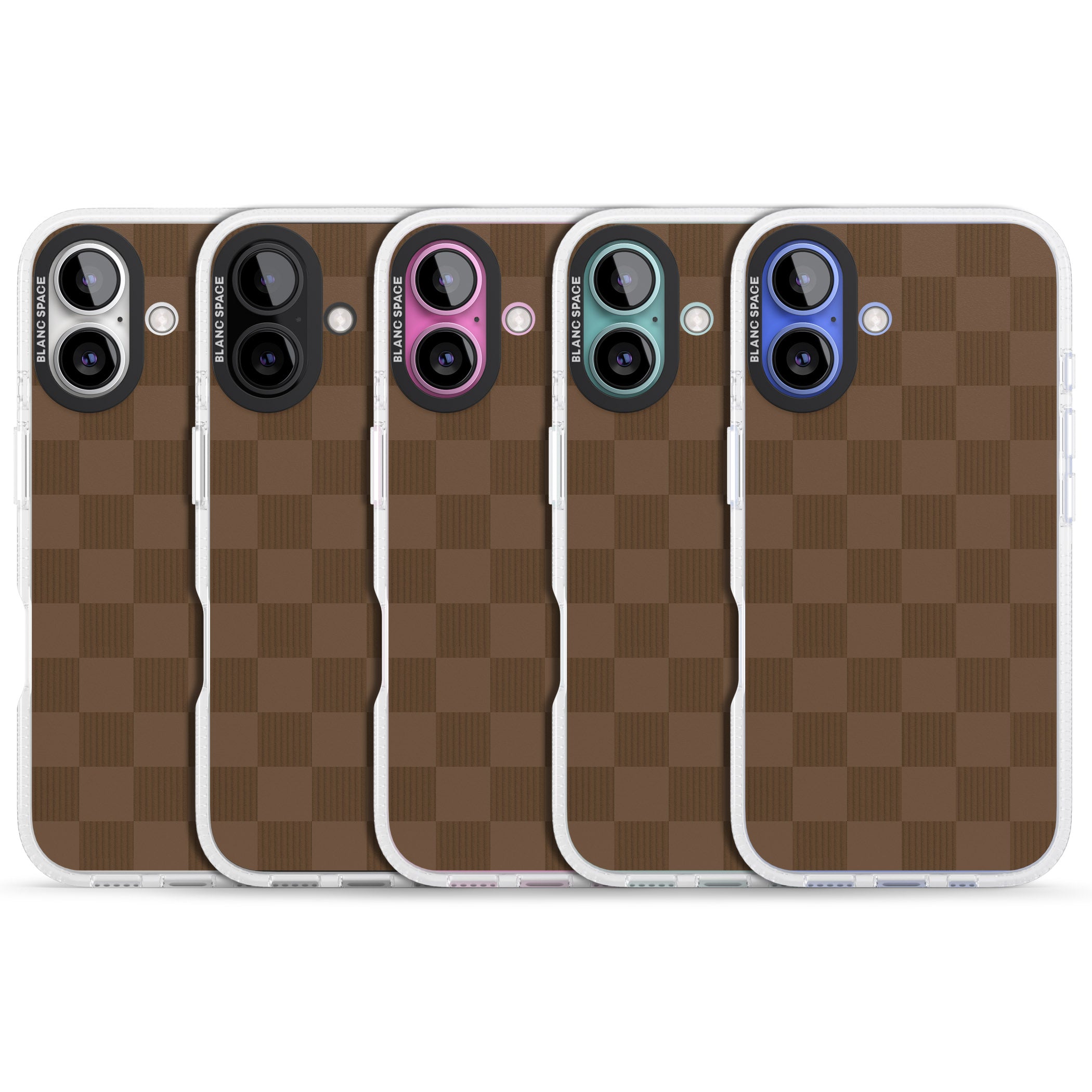 CHOCOLATE CHECKERED iPhone 16 / 16 Plus Clear Case Impact Air - Blanc Space