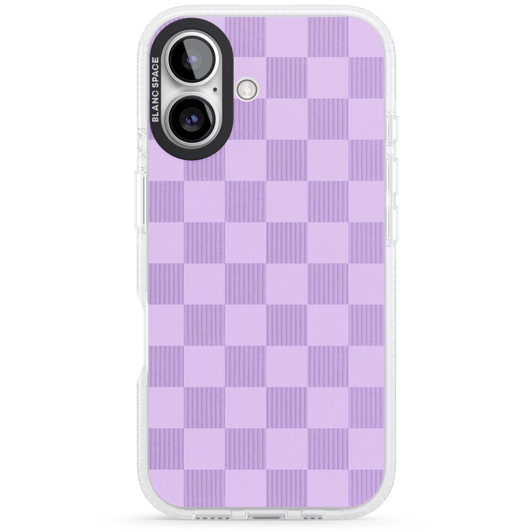 LILAC CHECKERED iPhone 16 / 16 Plus Clear Case Impact Air - Blanc Space