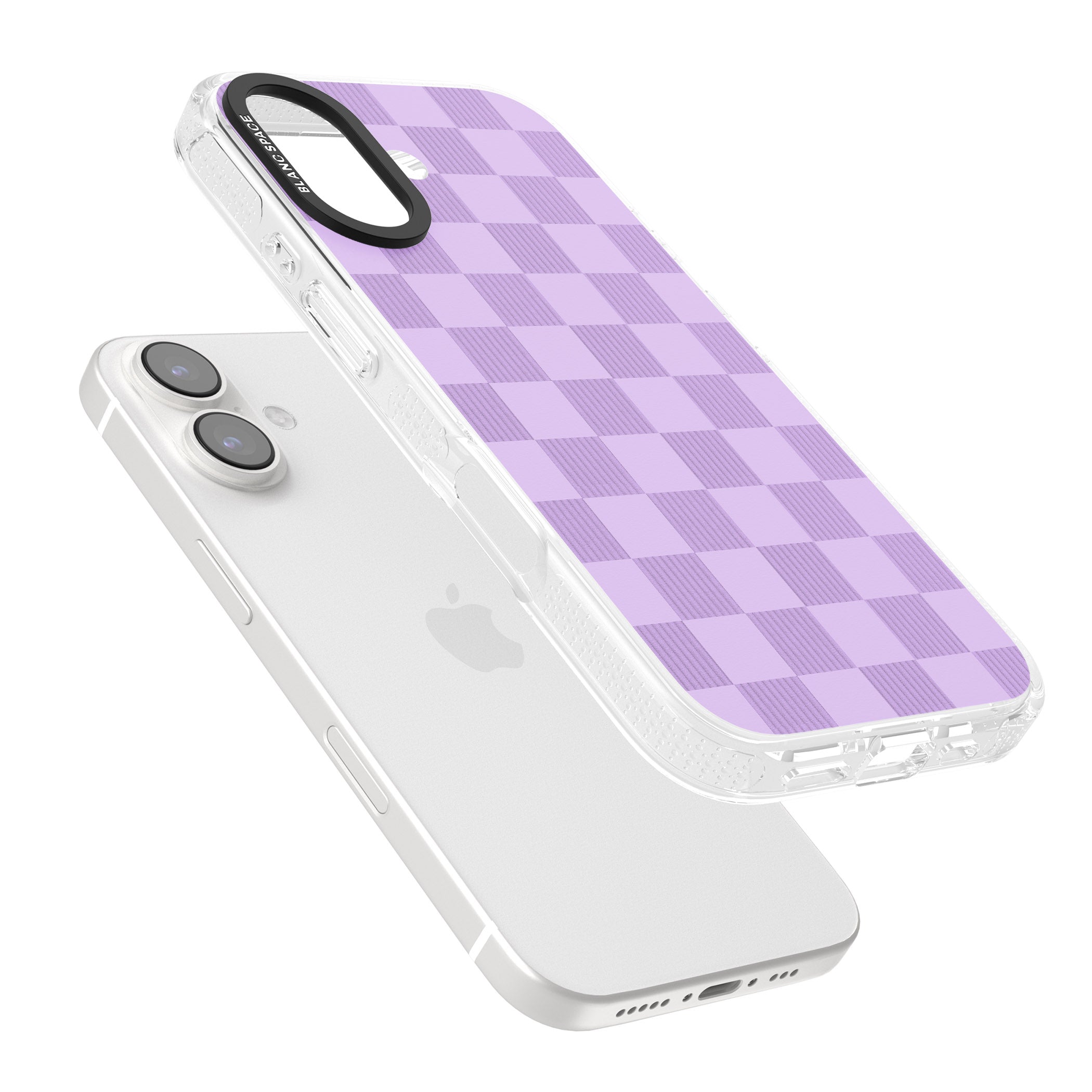 LILAC CHECKERED iPhone 16 / 16 Plus Clear Case Impact Air - Blanc Space