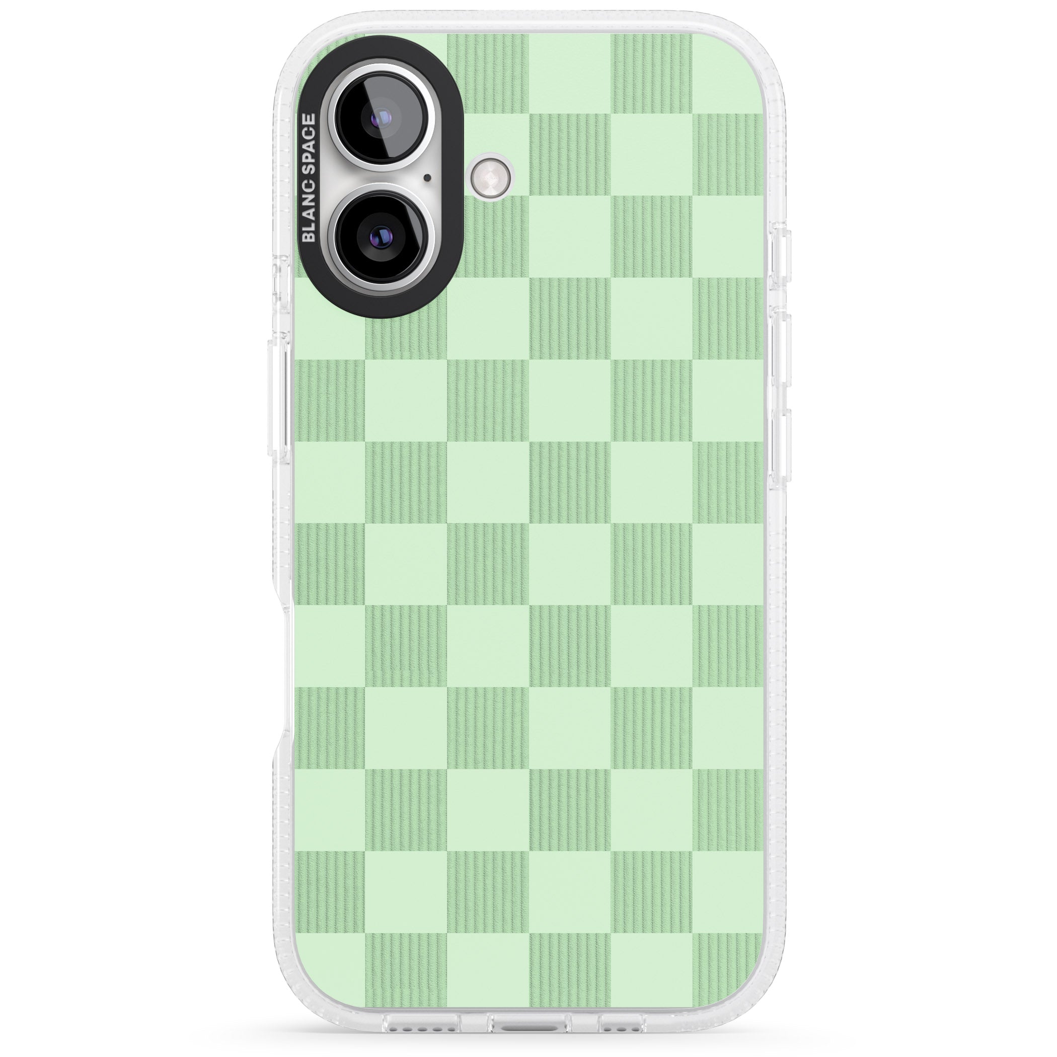 SEAFOAM CHECKERED iPhone 16 / 16 Plus Clear Case Impact Air - Blanc Space