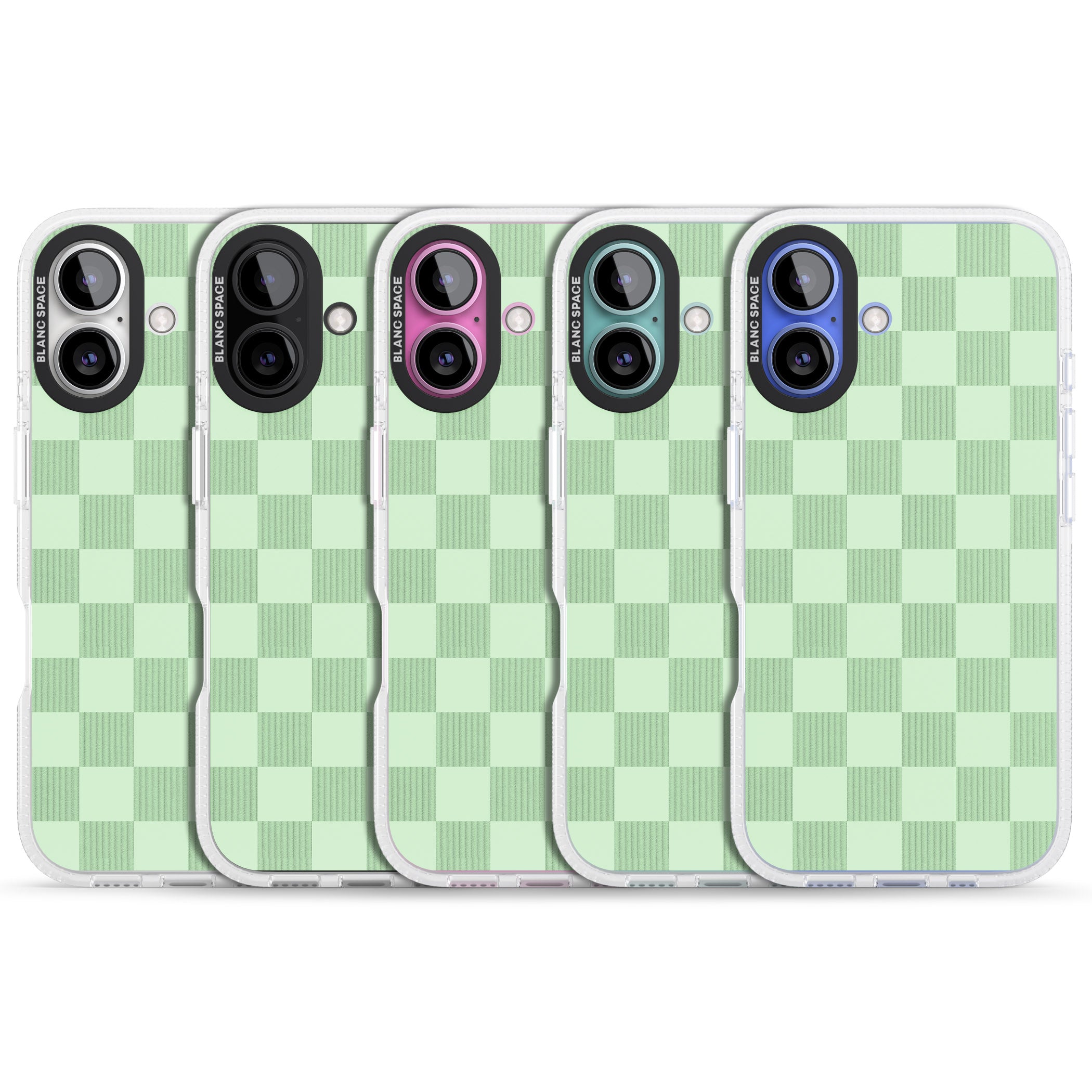 SEAFOAM CHECKERED iPhone 16 / 16 Plus Clear Case Impact Air - Blanc Space