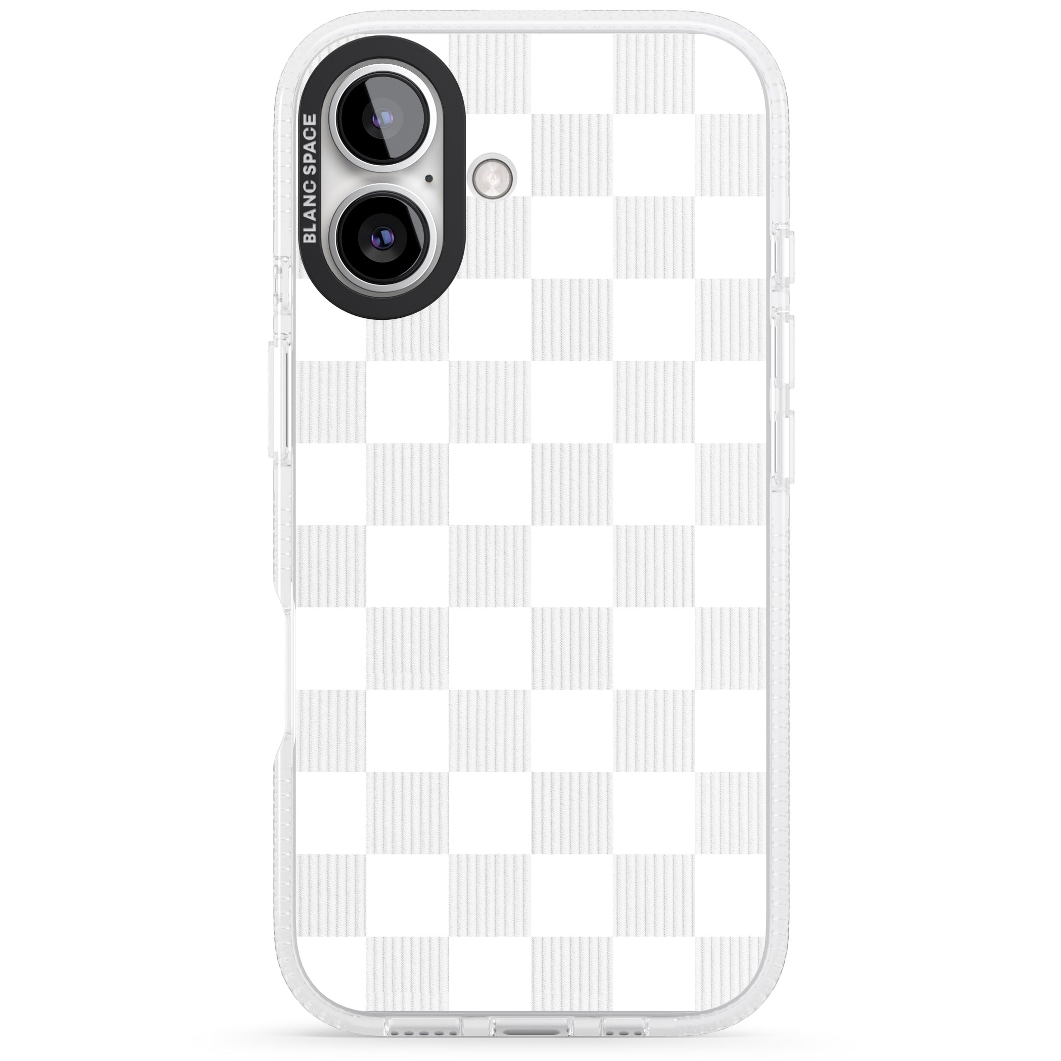 WHITE CHECKERED iPhone 16 / 16 Plus Clear Case Impact Air - Blanc Space