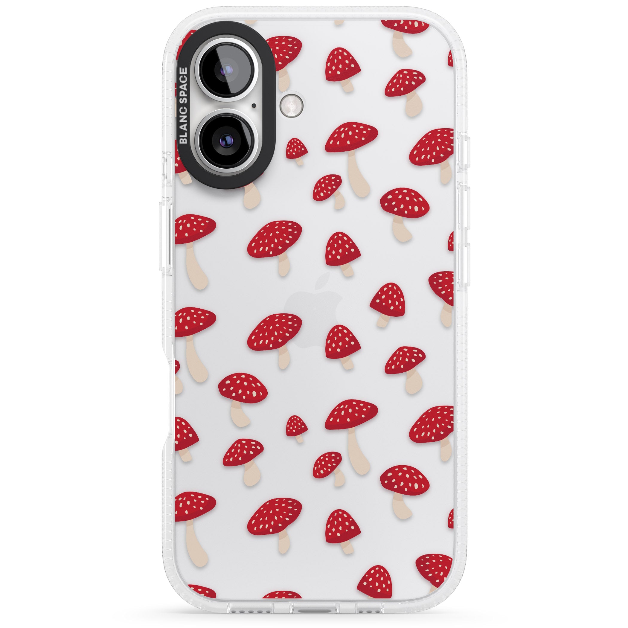 Magical Mushrooms Pattern iPhone 16 / 16 Plus Clear Case Impact Air - Blanc Space