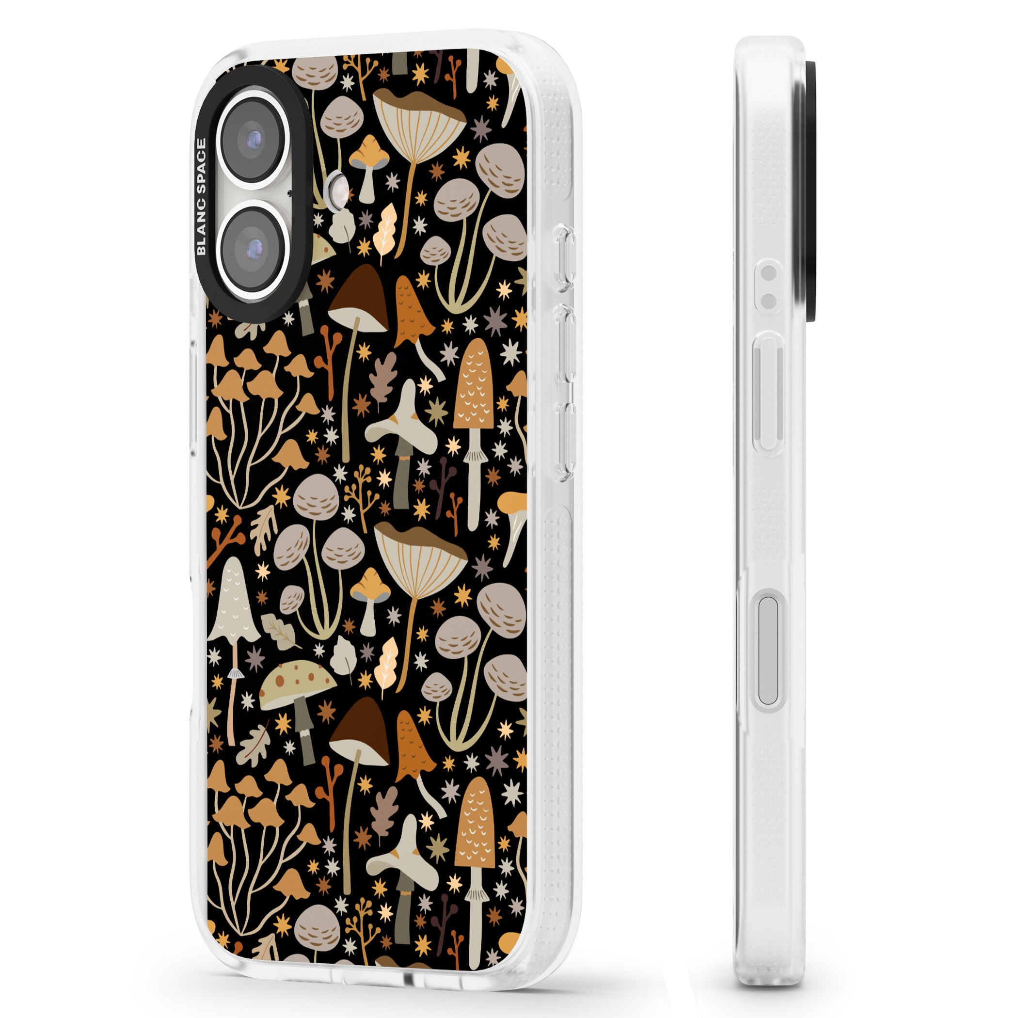 Sentimental Mushrooms Pattern iPhone 16 / 16 Plus Clear Case Impact Air - Blanc Space