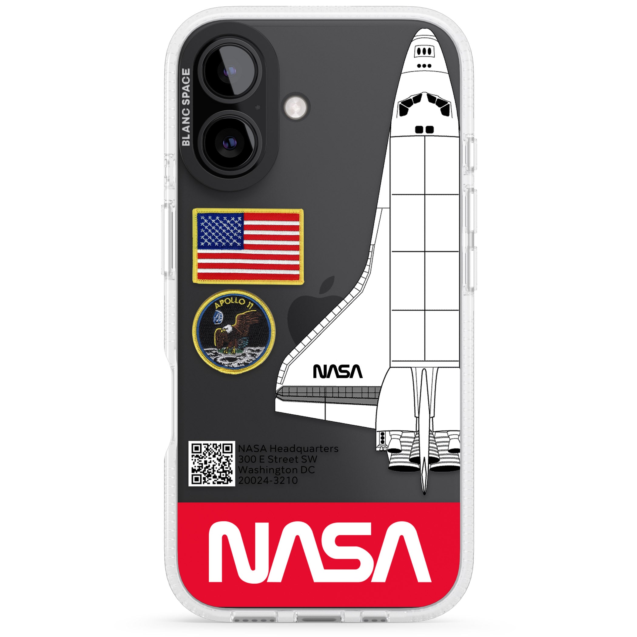 NASA Apollo 11 iPhone 16 / 16 Plus Clear Case Impact Air - Blanc Space