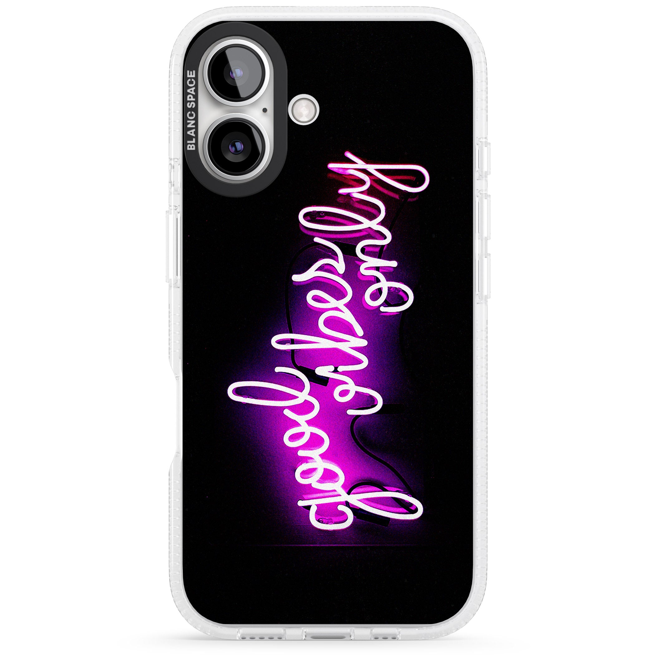Good Vibes Only Pink Neon iPhone 16 / 16 Plus Clear Case Impact Air - Blanc Space