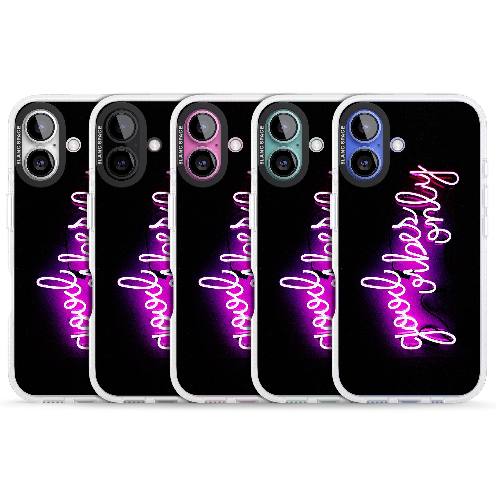 Good Vibes Only Pink Neon iPhone 16 / 16 Plus Clear Case Impact Air - Blanc Space