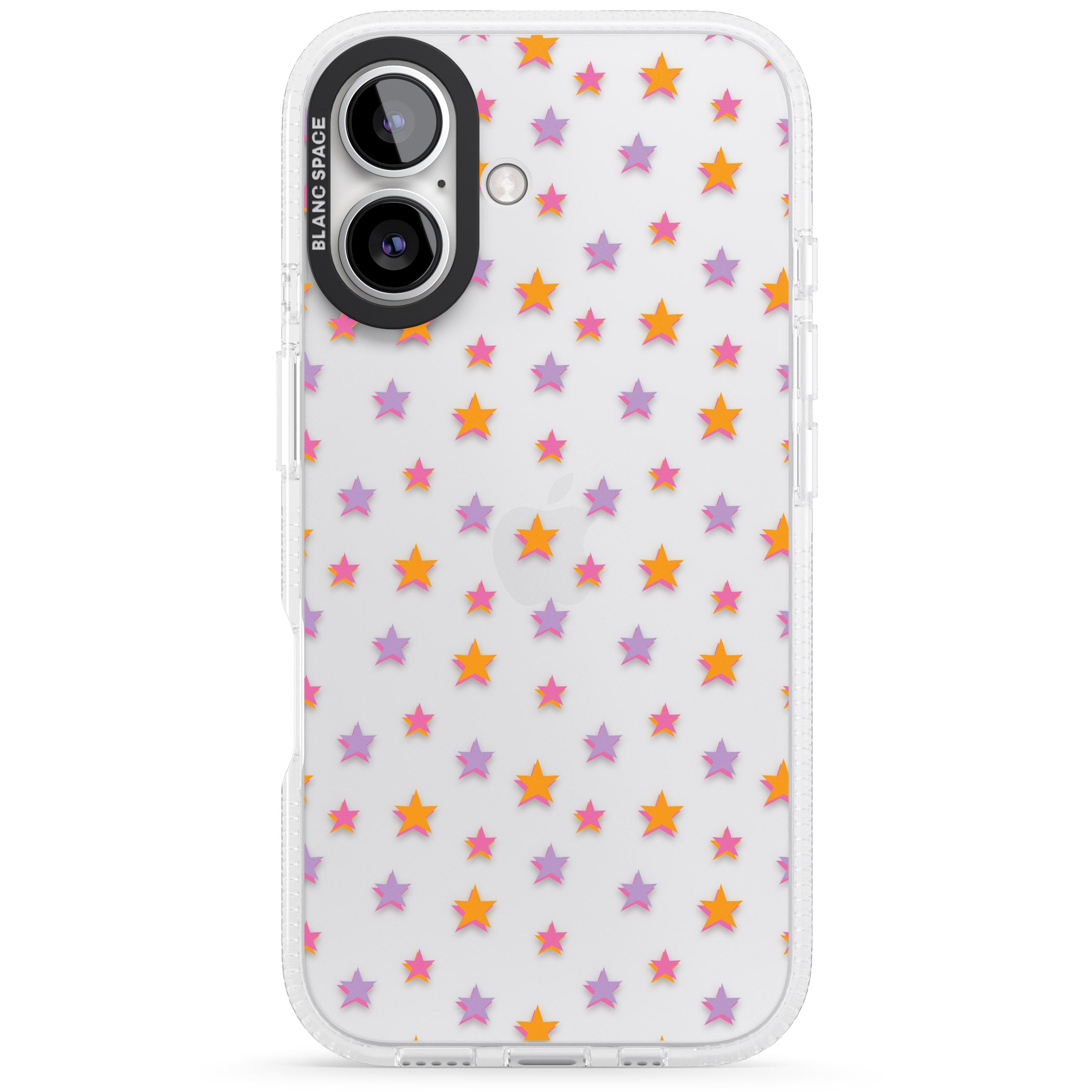 Spangling Stars Pattern iPhone 16 / 16 Plus Clear Case Impact Air - Blanc Space