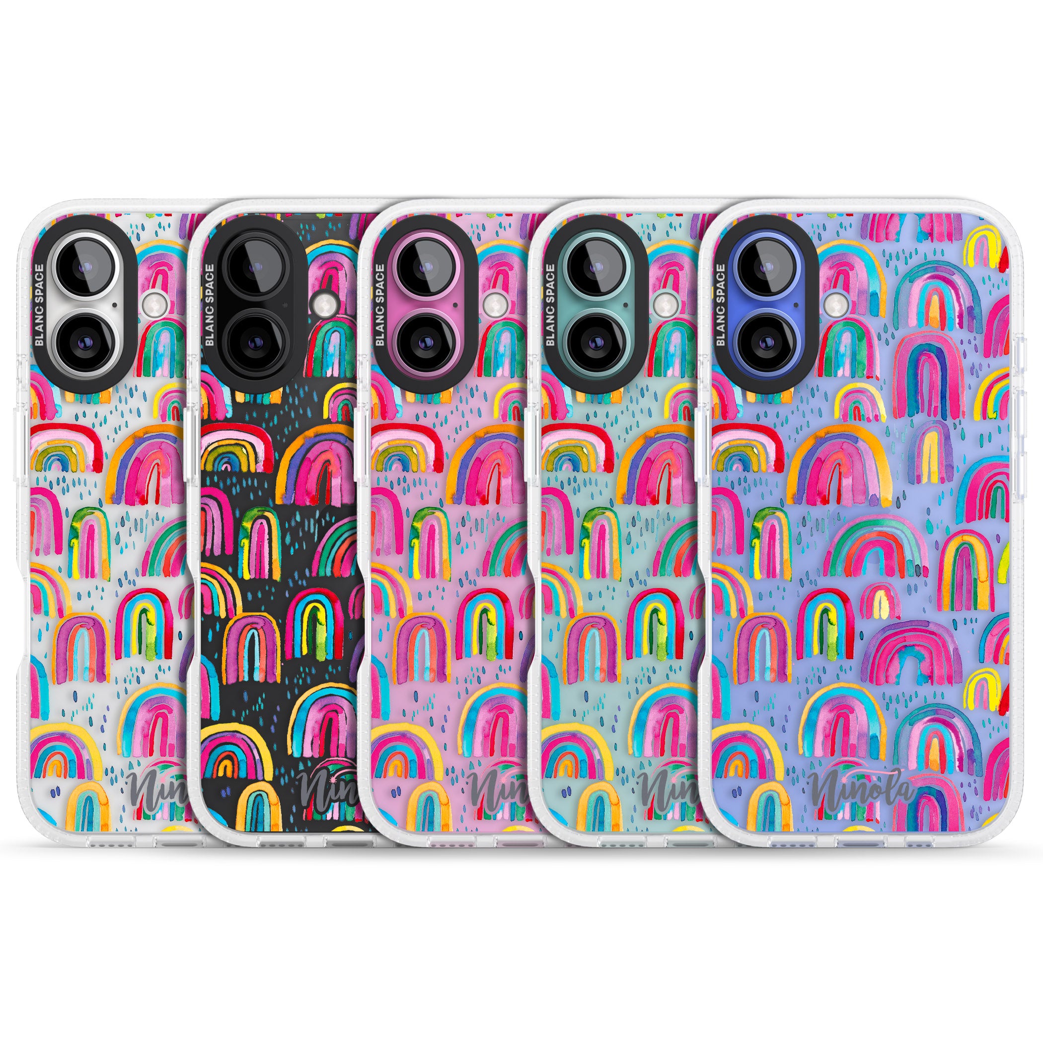 Cute Watercolor Rainbows iPhone 16 / 16 Plus Clear Case Impact Air - Blanc Space