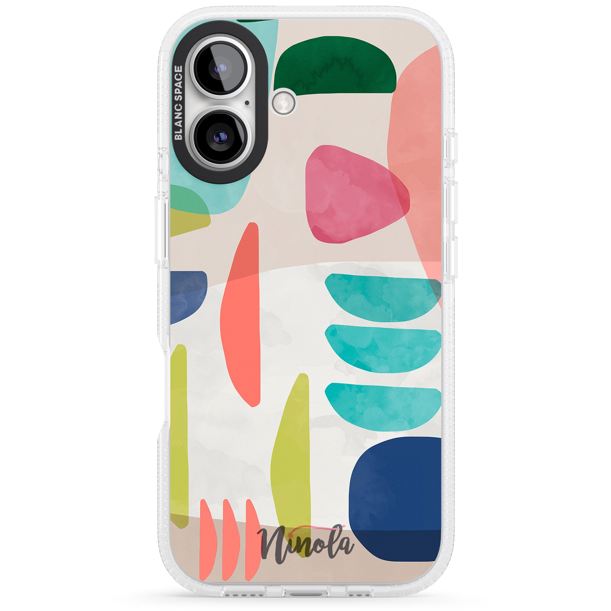 Organic Bold Shapes iPhone 16 / 16 Plus Clear Case Impact Air - Blanc Space