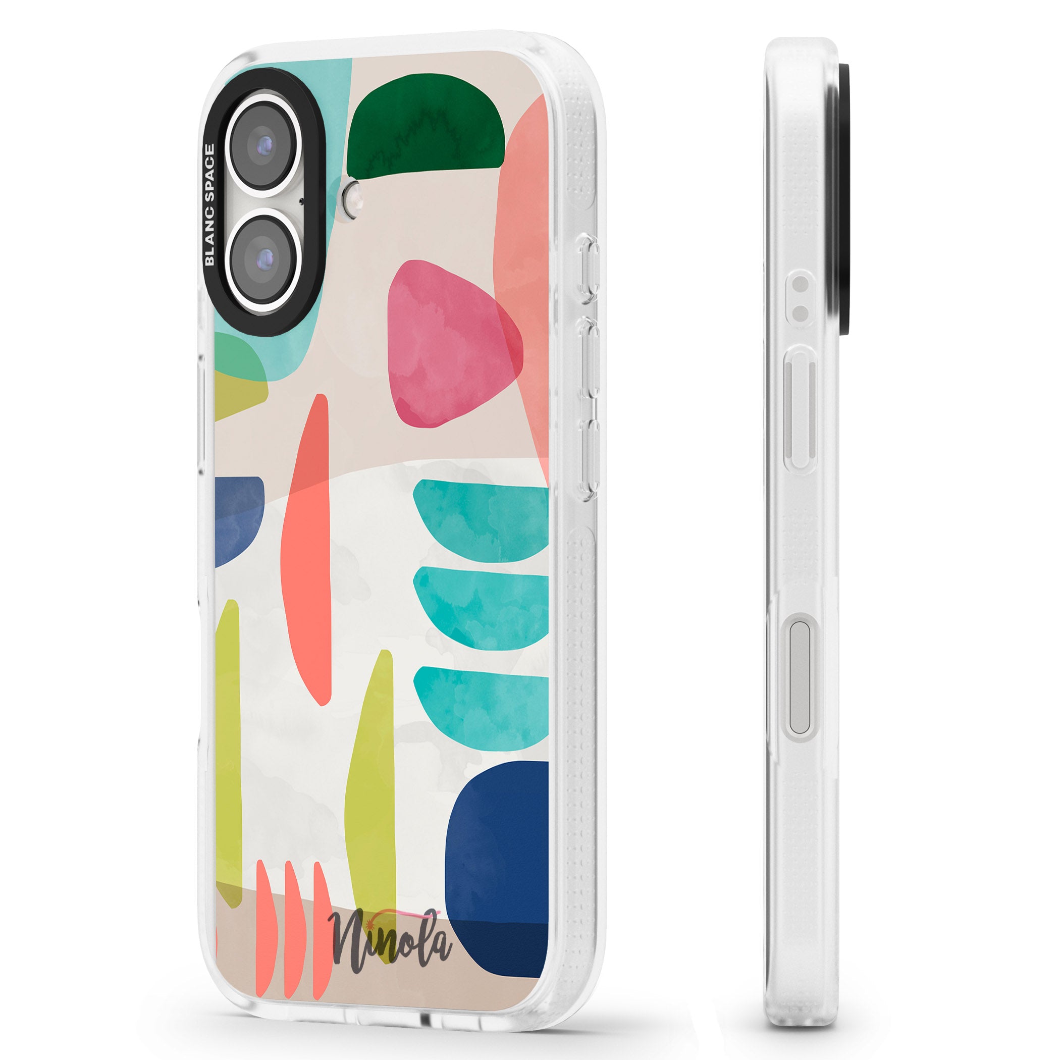 Organic Bold Shapes iPhone 16 / 16 Plus Clear Case Impact Air - Blanc Space