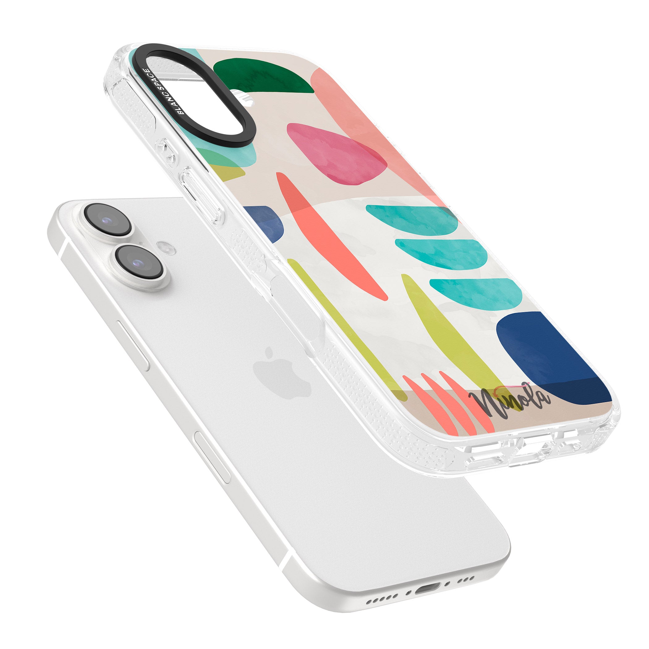 Organic Bold Shapes iPhone 16 / 16 Plus Clear Case Impact Air - Blanc Space