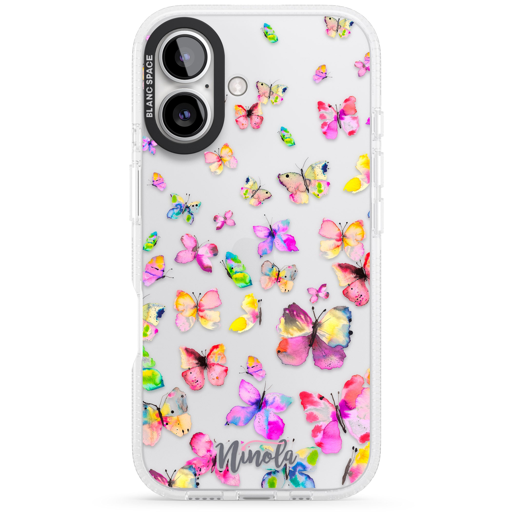 Watercolor Butterflies iPhone 16 / 16 Plus Clear Case Impact Air - Blanc Space