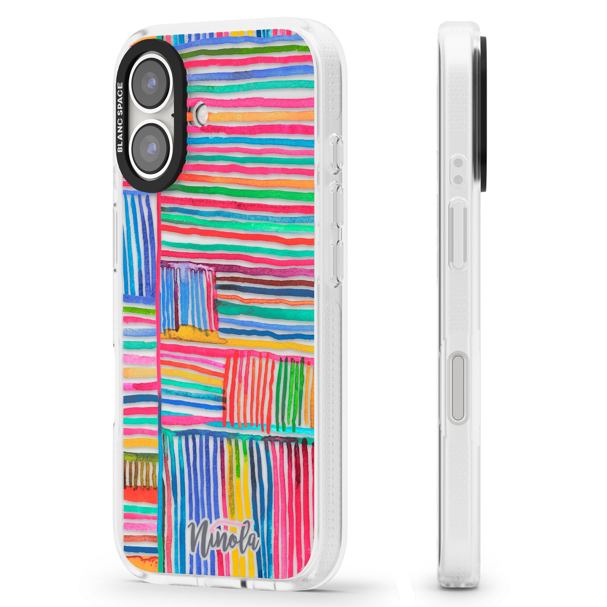 Watercolor Relaxing Lines iPhone 16 / 16 Plus Clear Case Impact Air - Blanc Space