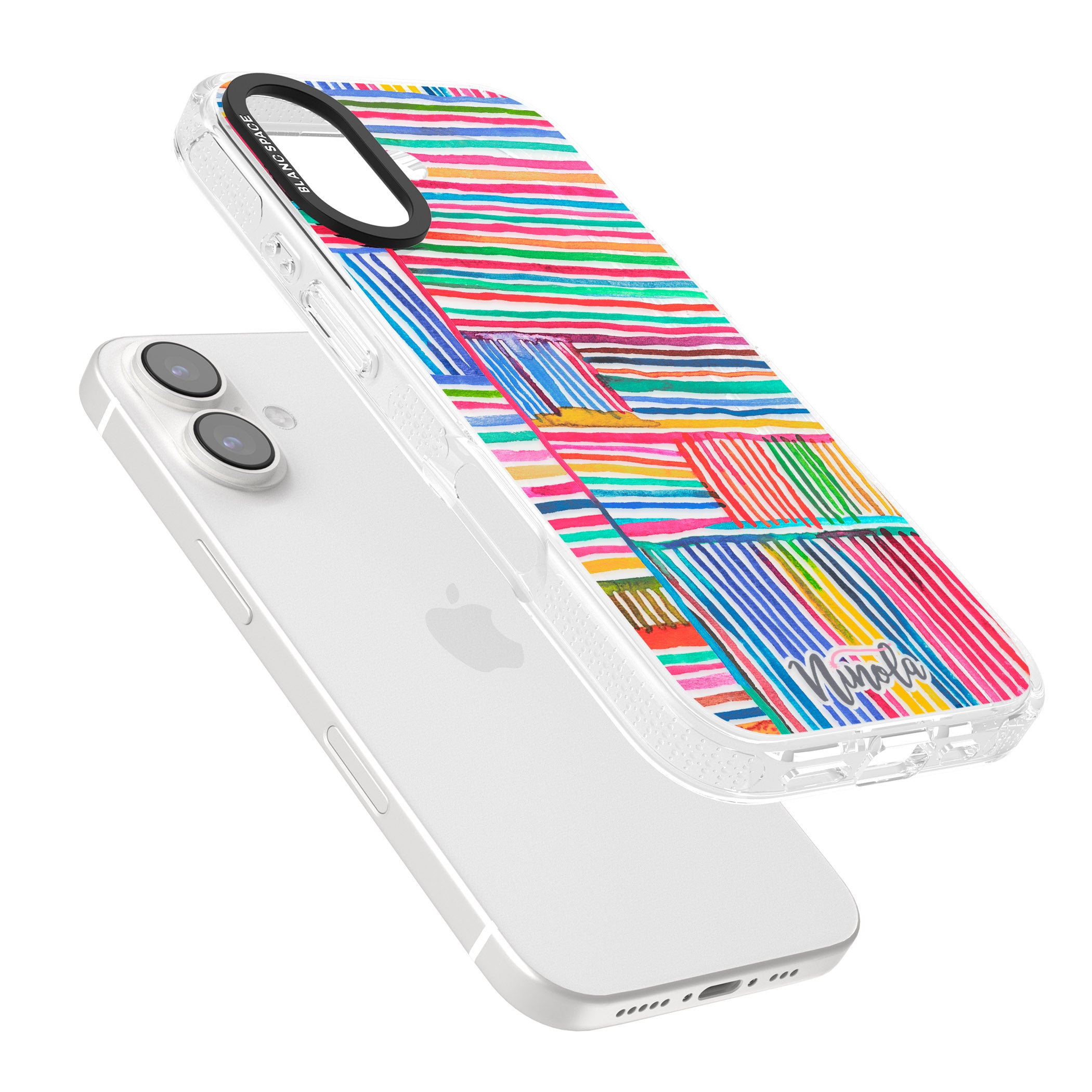 Watercolor Relaxing Lines iPhone 16 / 16 Plus Clear Case Impact Air - Blanc Space