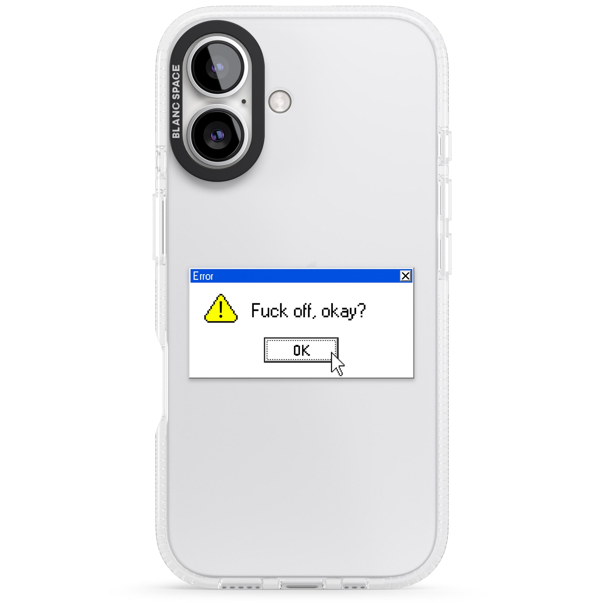 F*ck off okay?.exe iPhone 16 / 16 Plus Clear Case Impact Air - Blanc Space