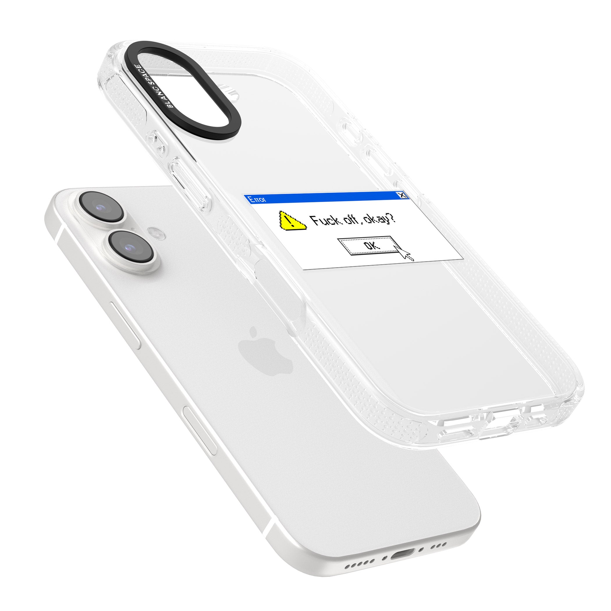 F*ck off okay?.exe iPhone 16 / 16 Plus Clear Case Impact Air - Blanc Space