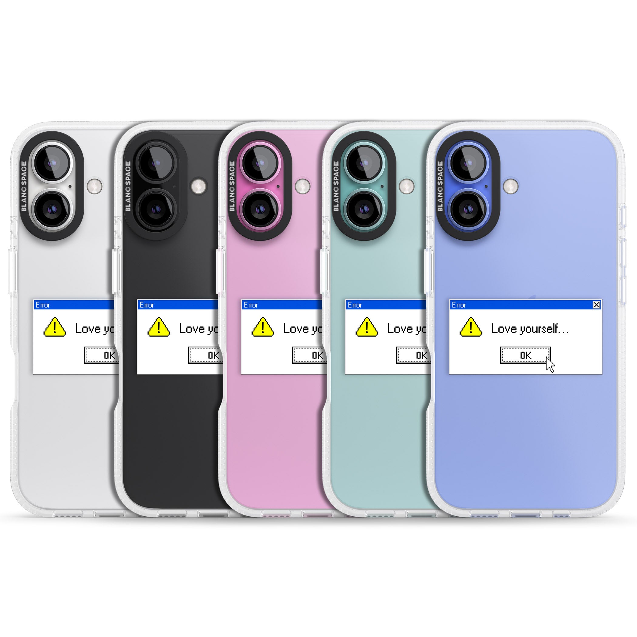 Love yourself.exe iPhone 16 / 16 Plus Clear Case Impact Air - Blanc Space