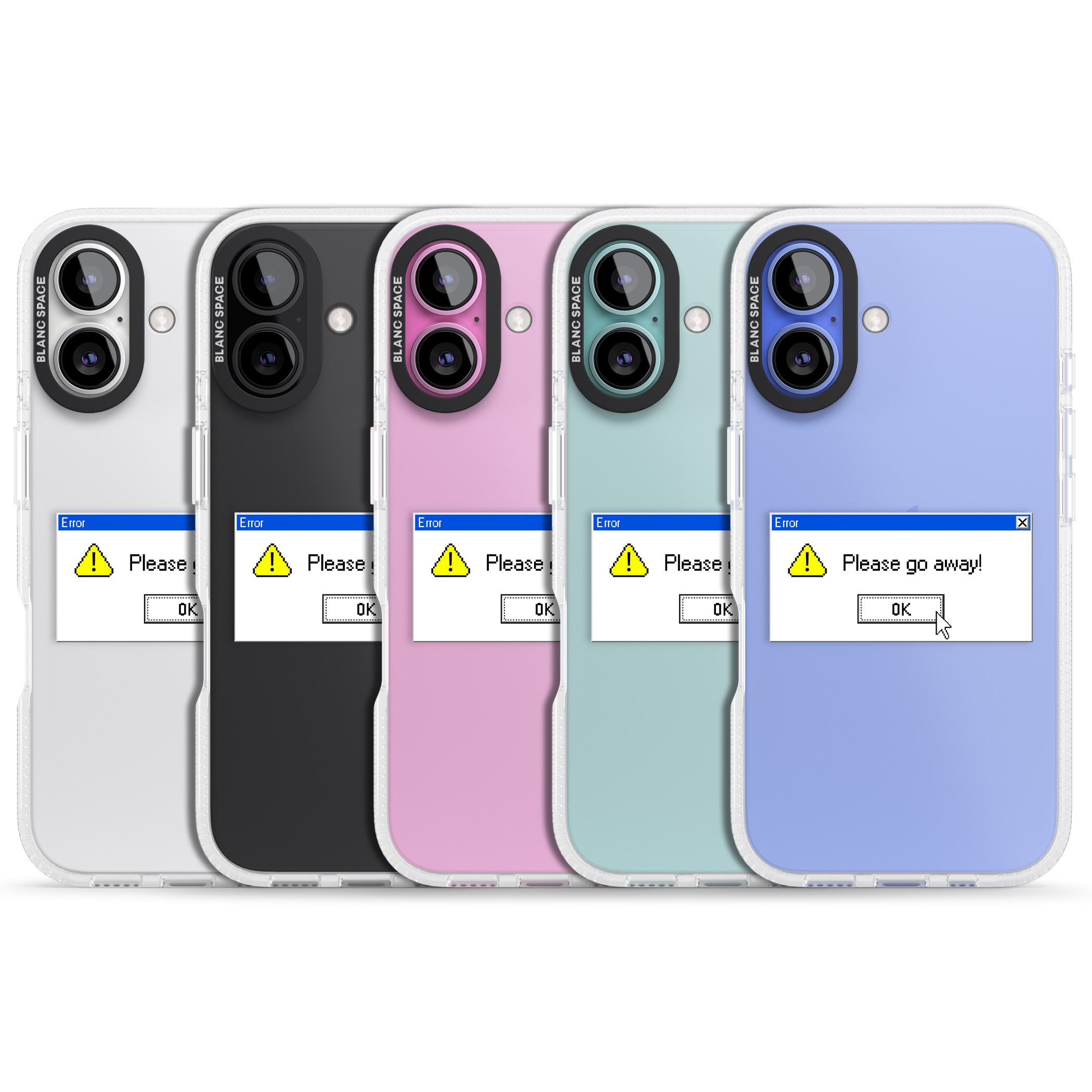 Please go away.exe iPhone 16 / 16 Plus Clear Case Impact Air - Blanc Space