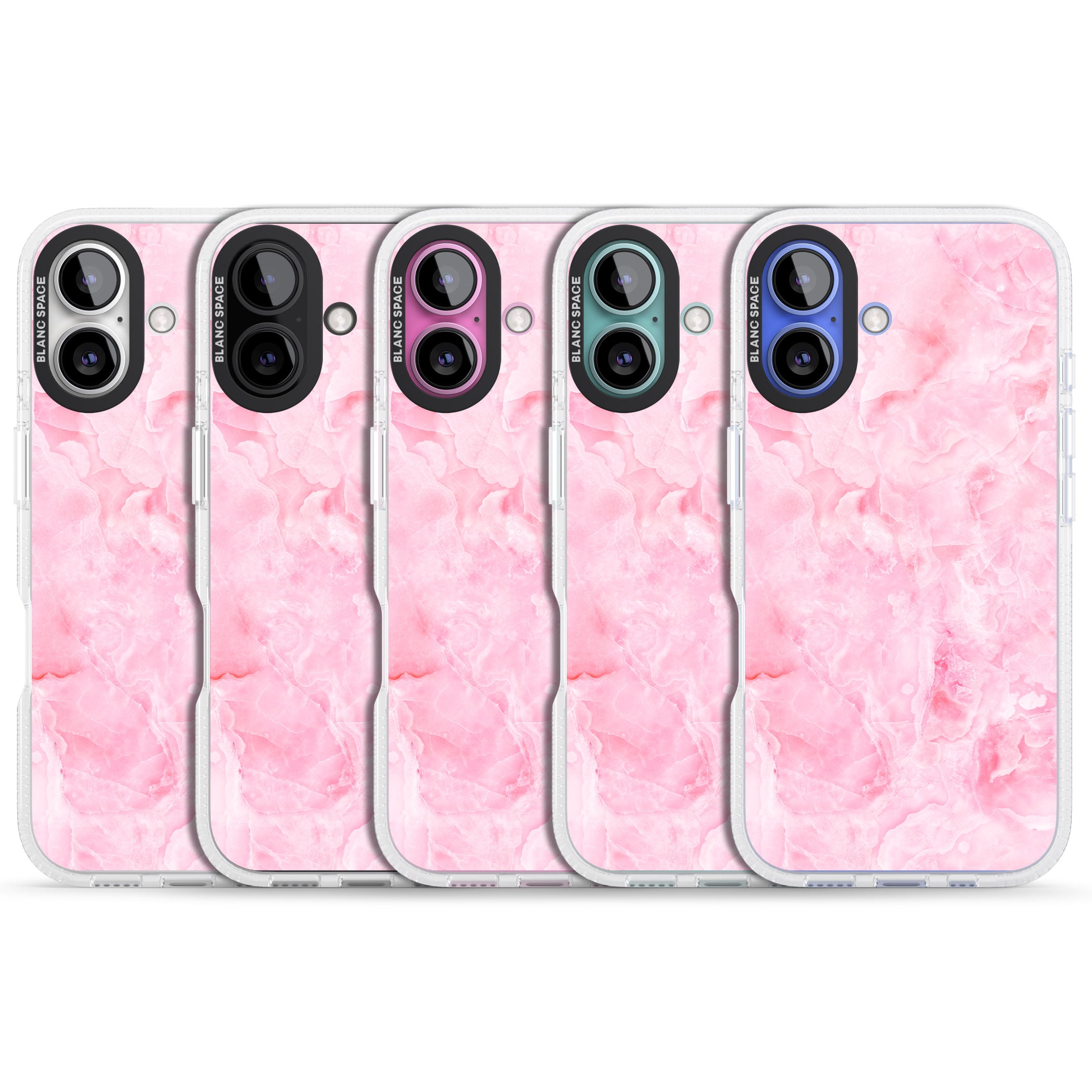 Bright Pink Onyx Marble Texture iPhone 16 / 16 Plus Clear Case Impact Air - Blanc Space