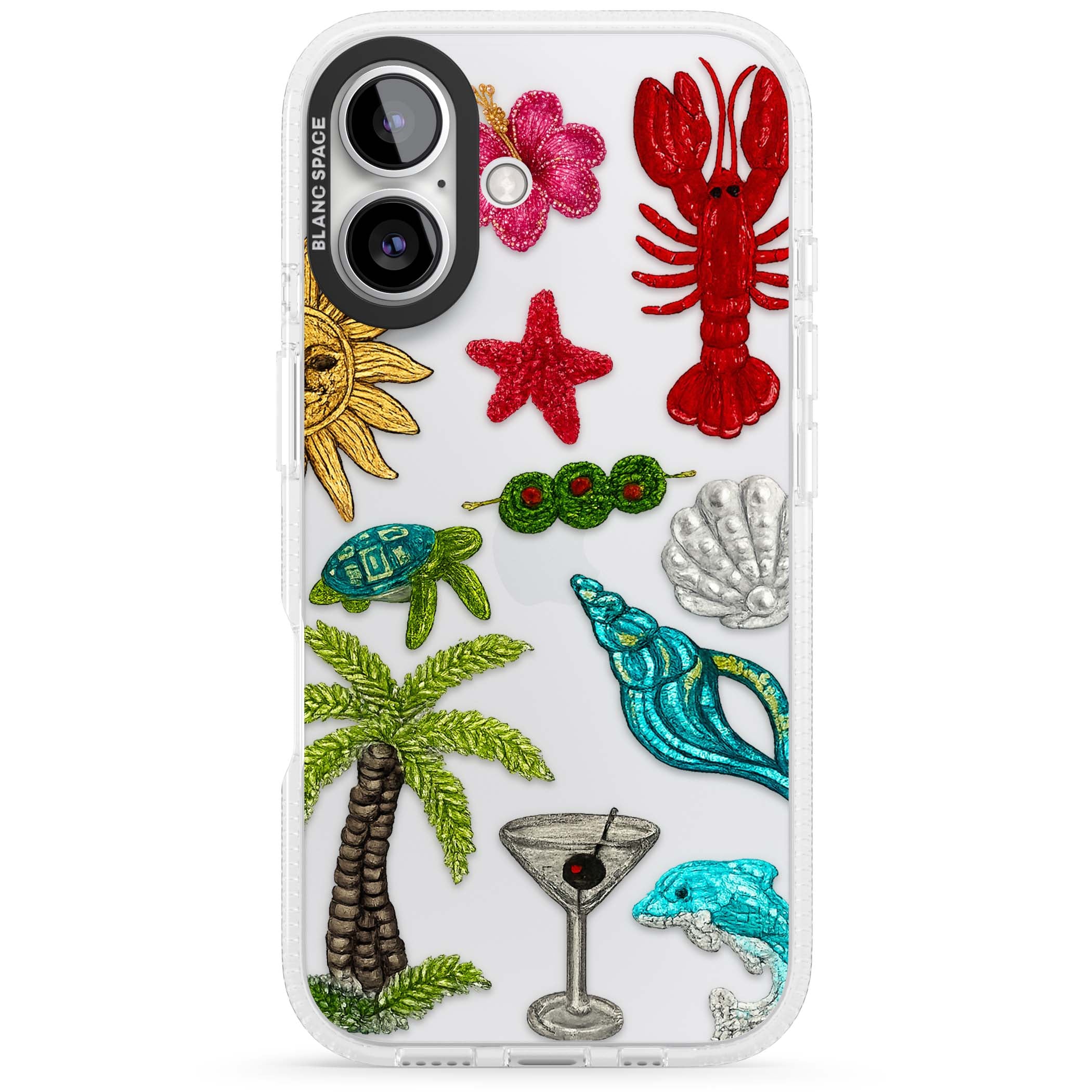 Painted Coastal Pattern coastal iPhone case | Clear Case Impact Air case for iPhone 16, iPhone 16 Plus