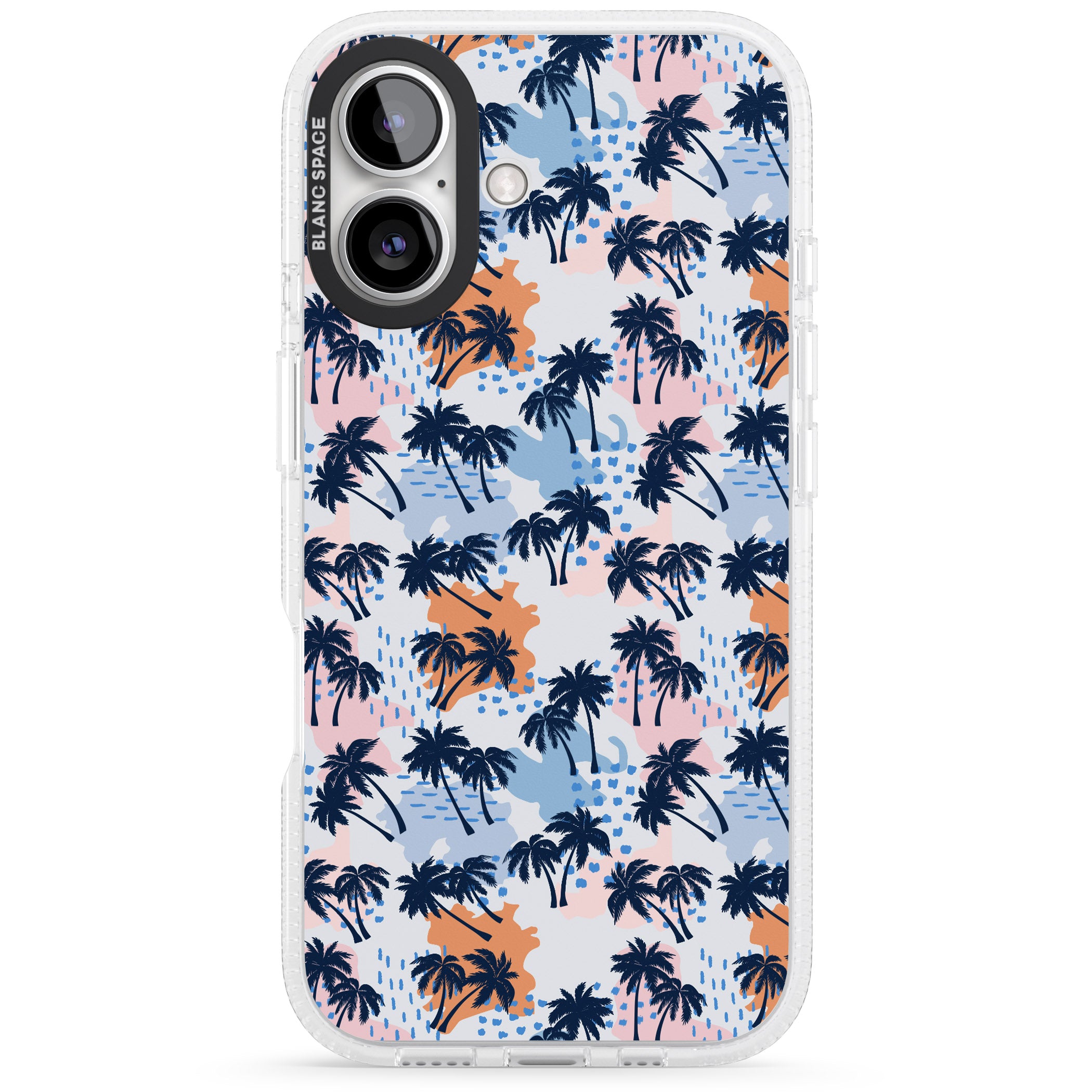 Summer Palm Trees iPhone 16 / 16 Plus Clear Case Impact Air - Blanc Space