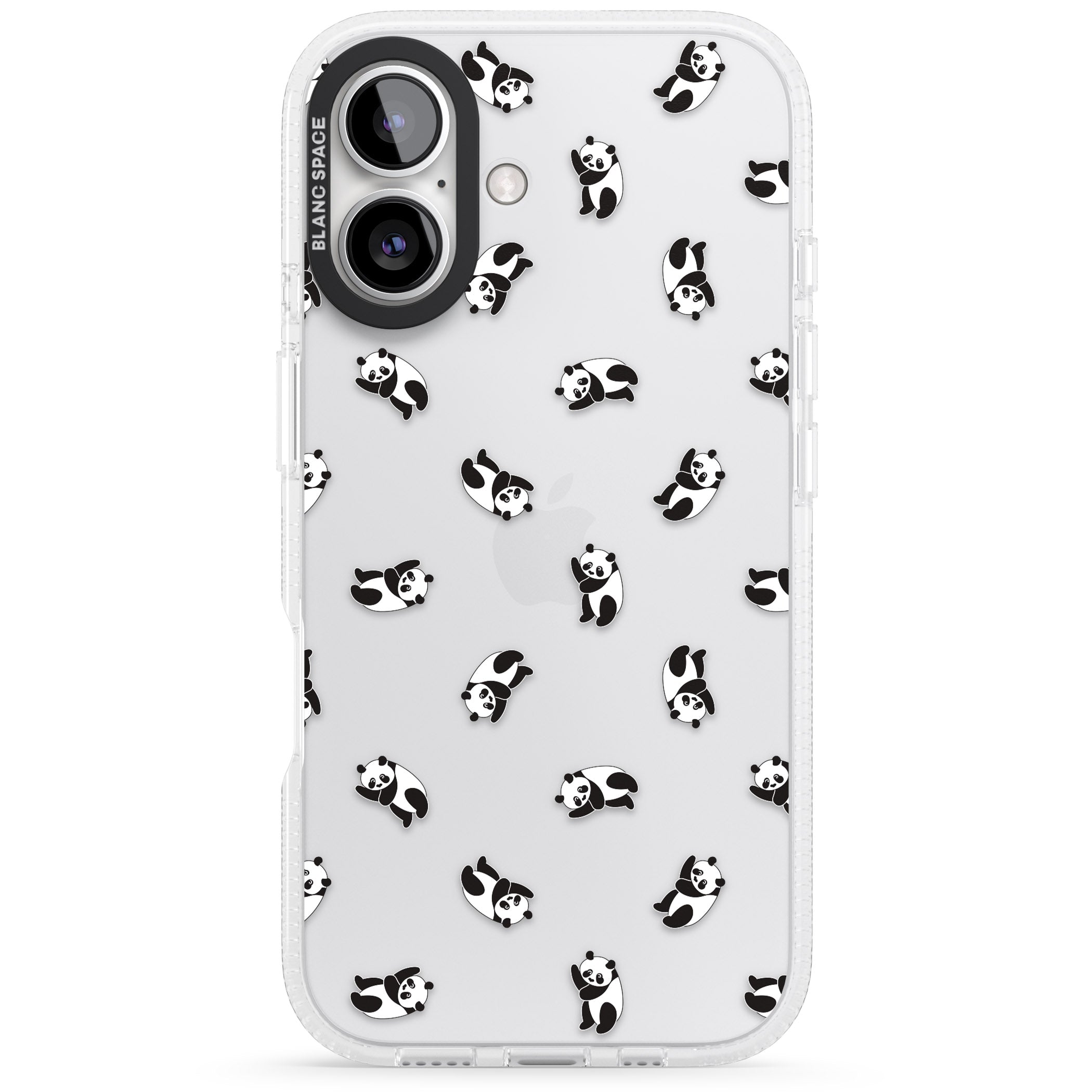 Tiny Panda Pattern iPhone 16 / 16 Plus Clear Case Impact Air - Blanc Space