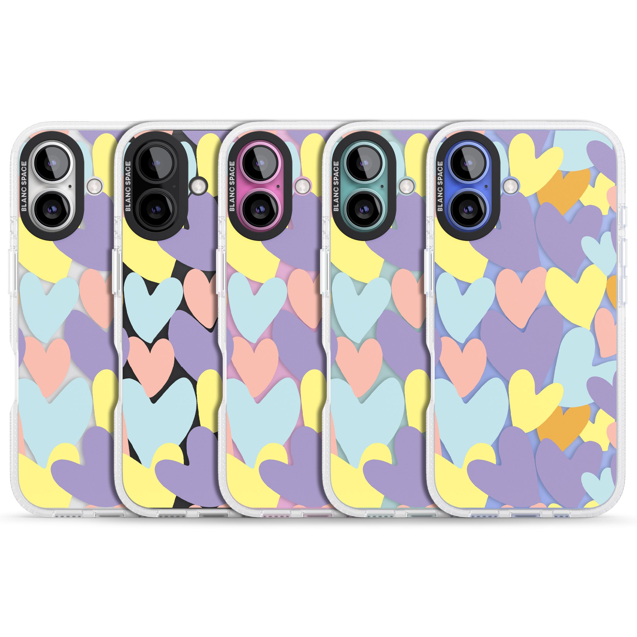 Pastel Hearts iPhone 16 / 16 Plus Clear Case Impact Air - Blanc Space