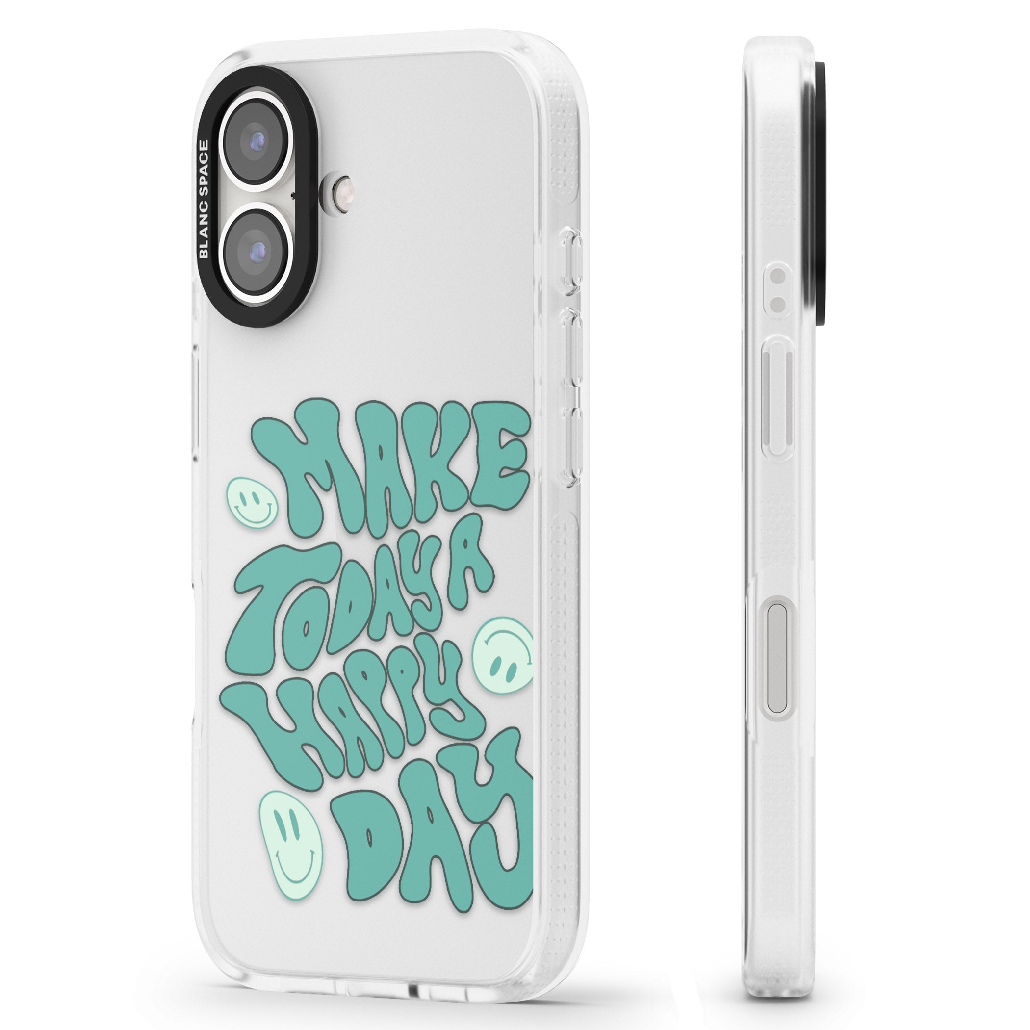Make Today A Happy Day iPhone 16 / 16 Plus Clear Case Impact Air - Blanc Space