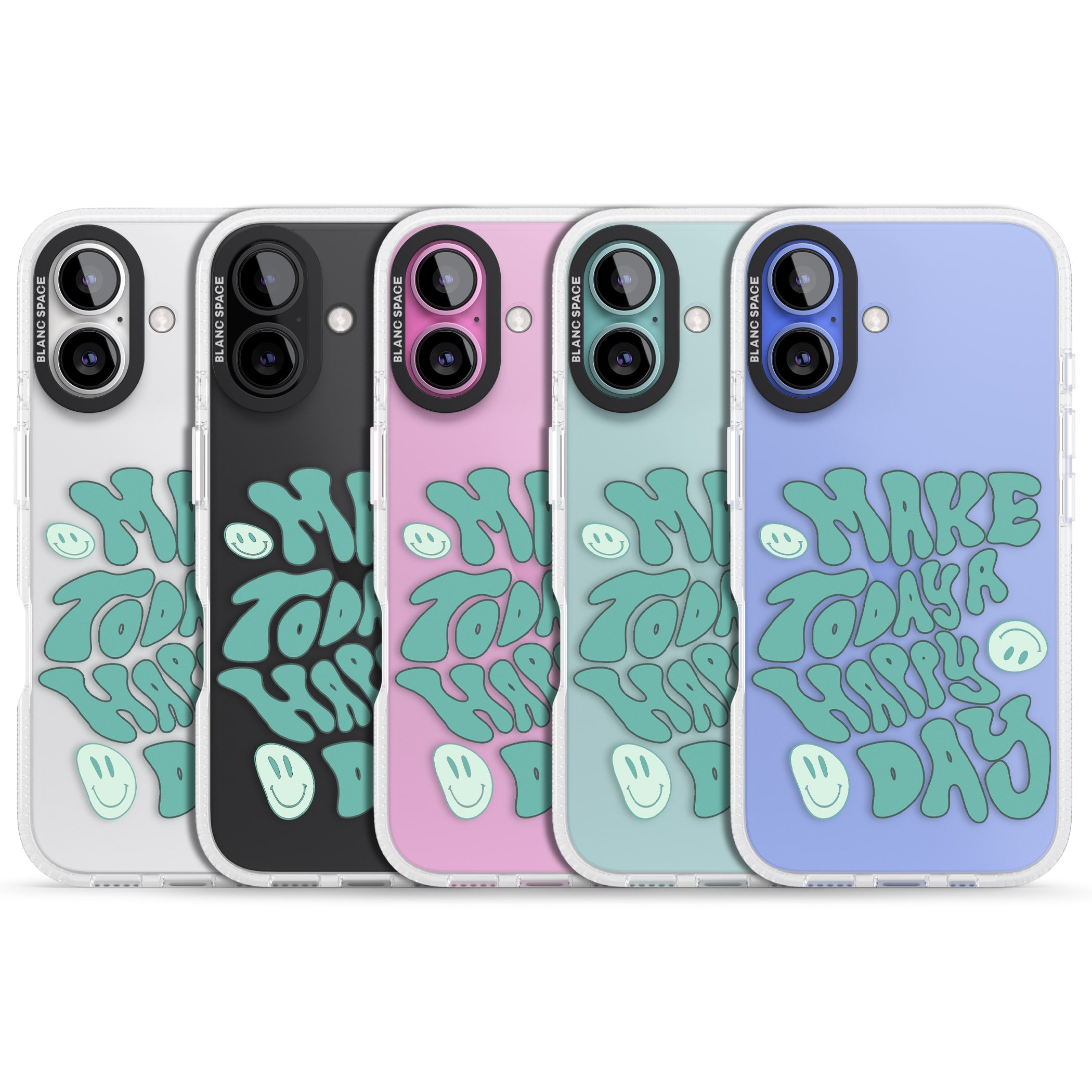 Make Today A Happy Day iPhone 16 / 16 Plus Clear Case Impact Air - Blanc Space