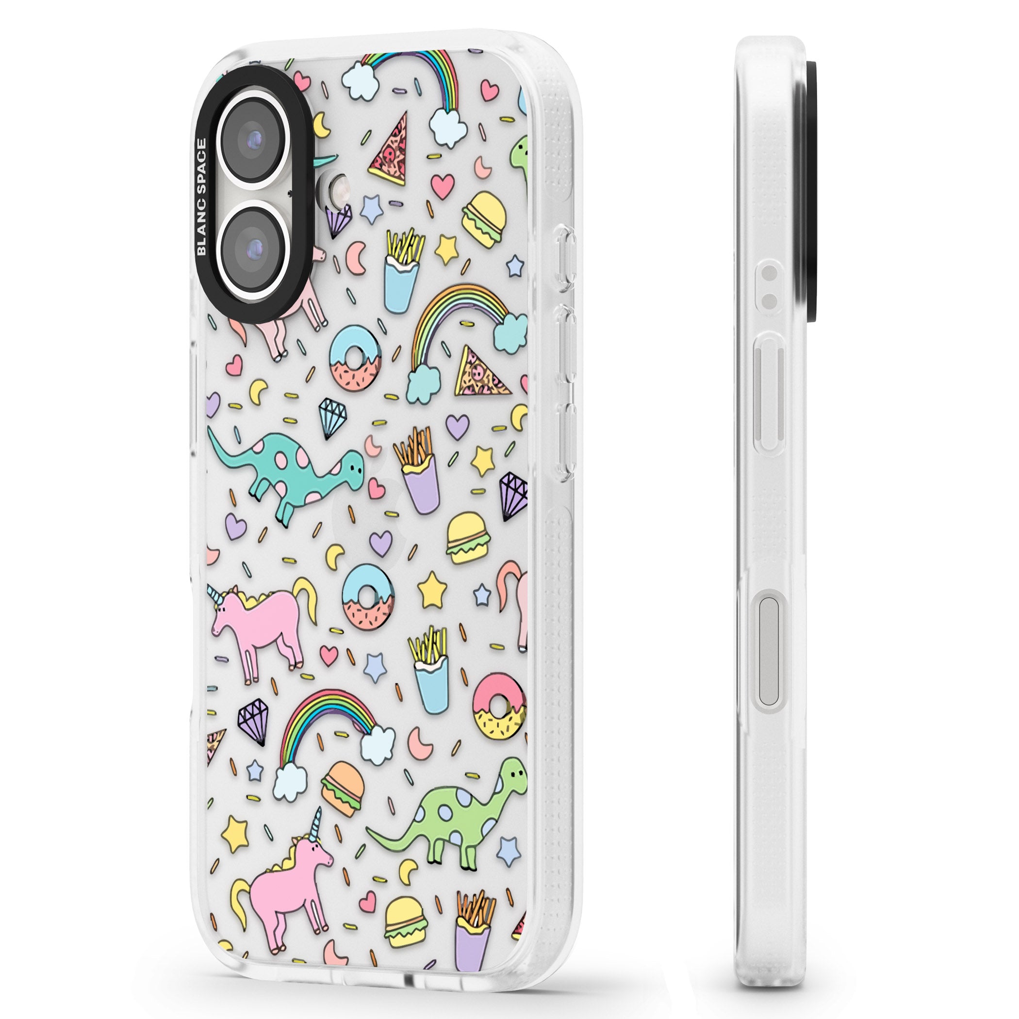 Cute Pattern iPhone 16 / 16 Plus Clear Case Impact Air - Blanc Space