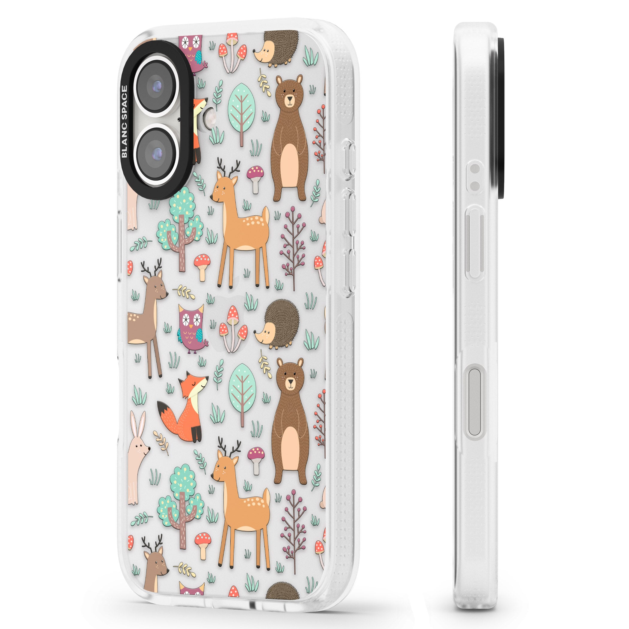 Wildlife Pattern iPhone 16 / 16 Plus Clear Case Impact Air - Blanc Space