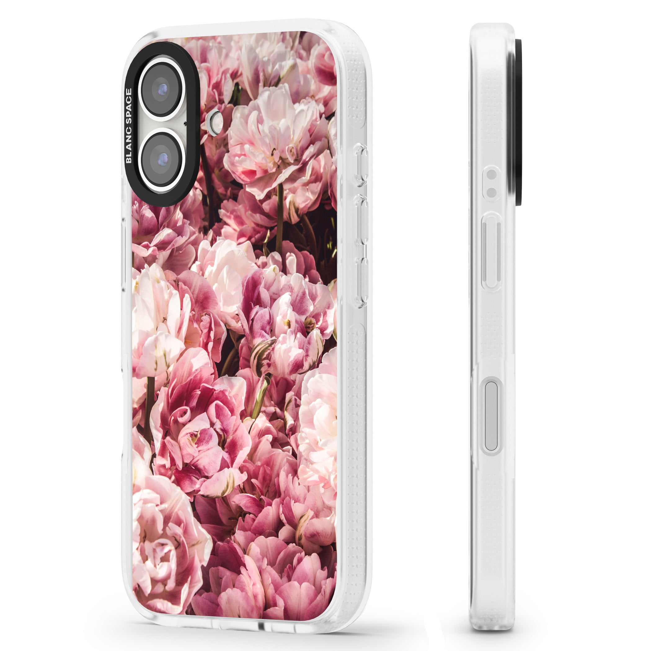 Pink Peonies iPhone 16 / 16 Plus Clear Case Impact Air - Blanc Space